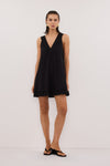 ANNABEL BLACK SLEEVELESS V NECK MINI DRESS