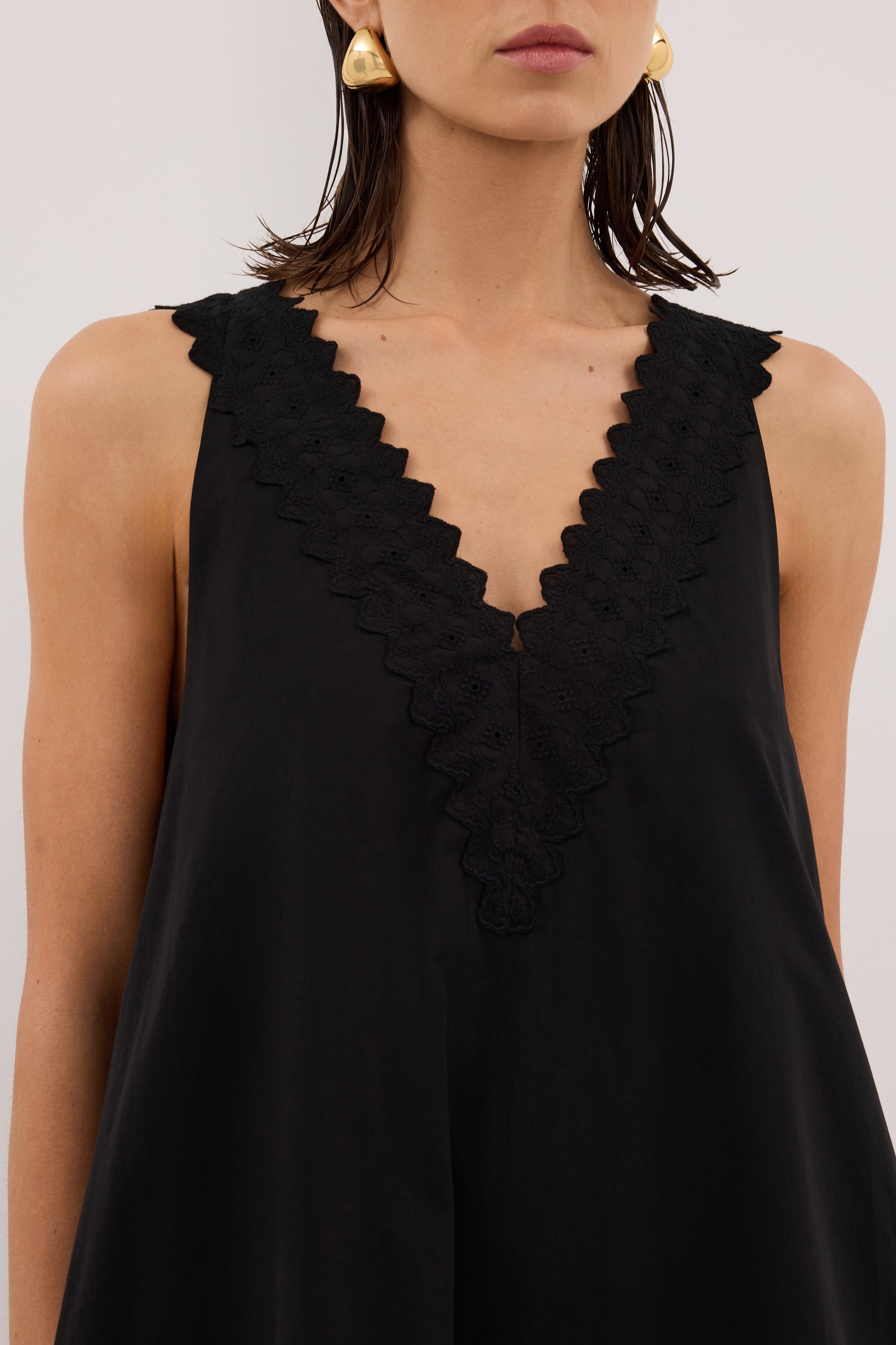 Annabel Sleeveless V Neck Mini Dress in Black By DISSH