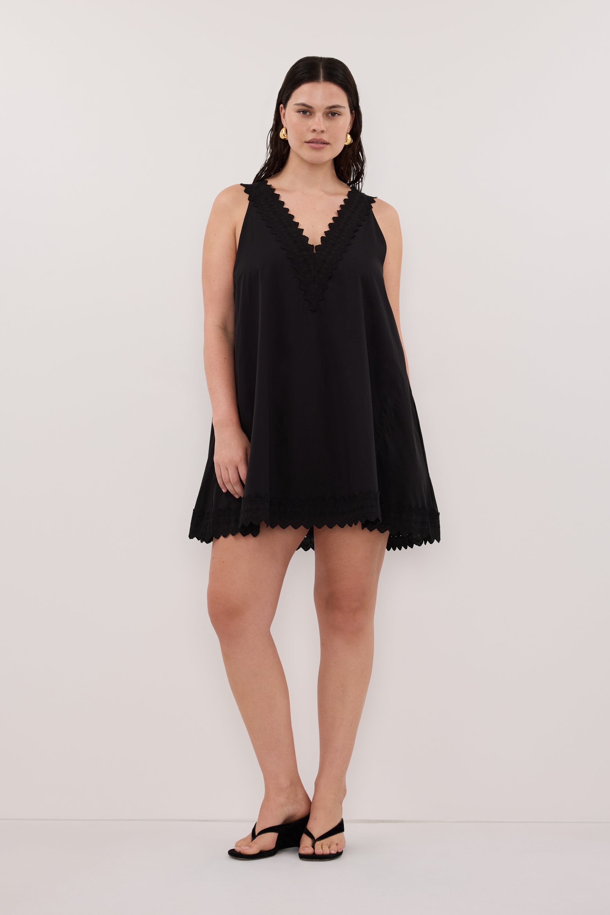 dissh black mini dress Annabel Sleeveless V Neck Mini Dress in Black By DISSH