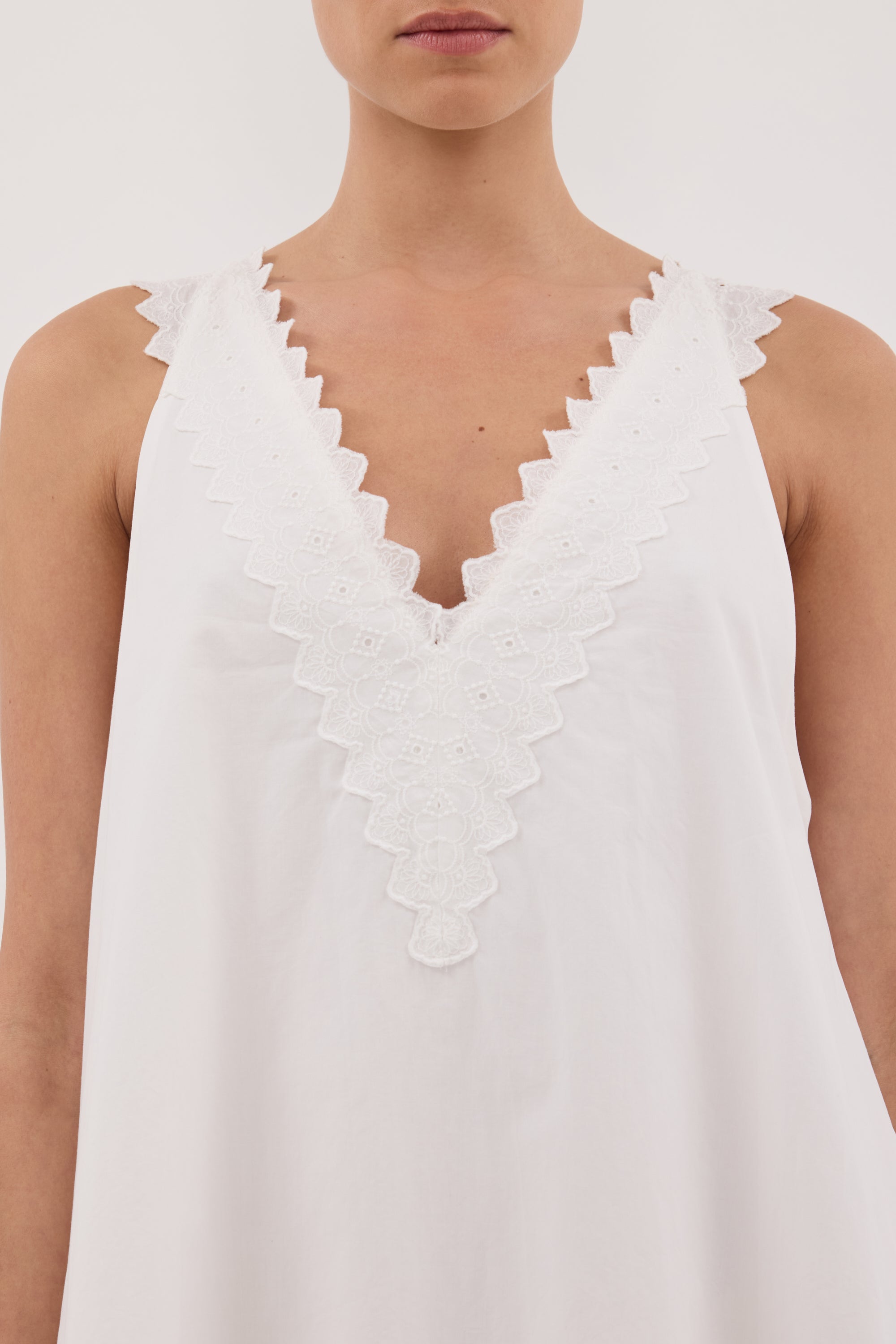 Annabel Sleeveless V Neck Mini Dress in White By DISSH