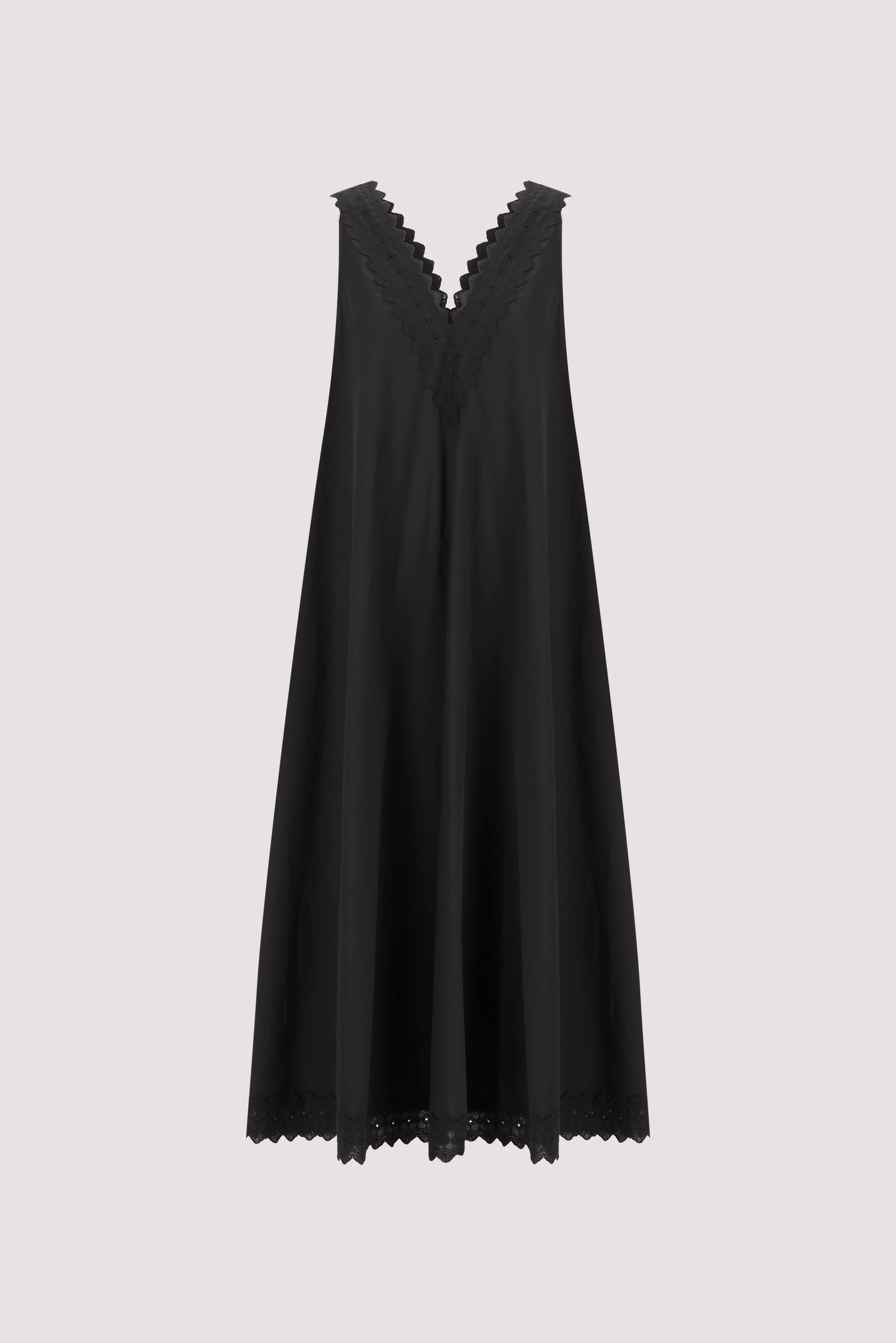 ANNABEL BLACK SLEEVELESS V NECK MIDI DRESS