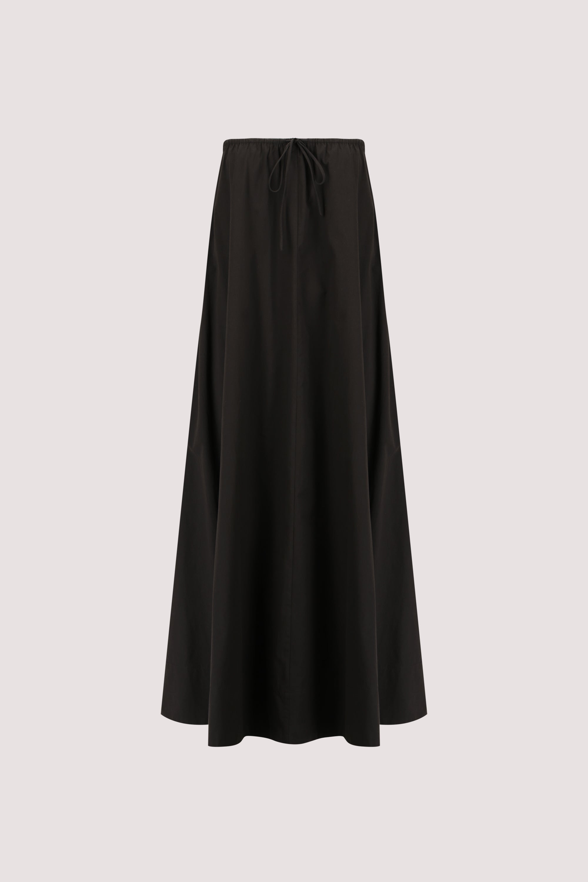 SOMMER BLACK STRAPLESS POPLIN MIDI DRESS
