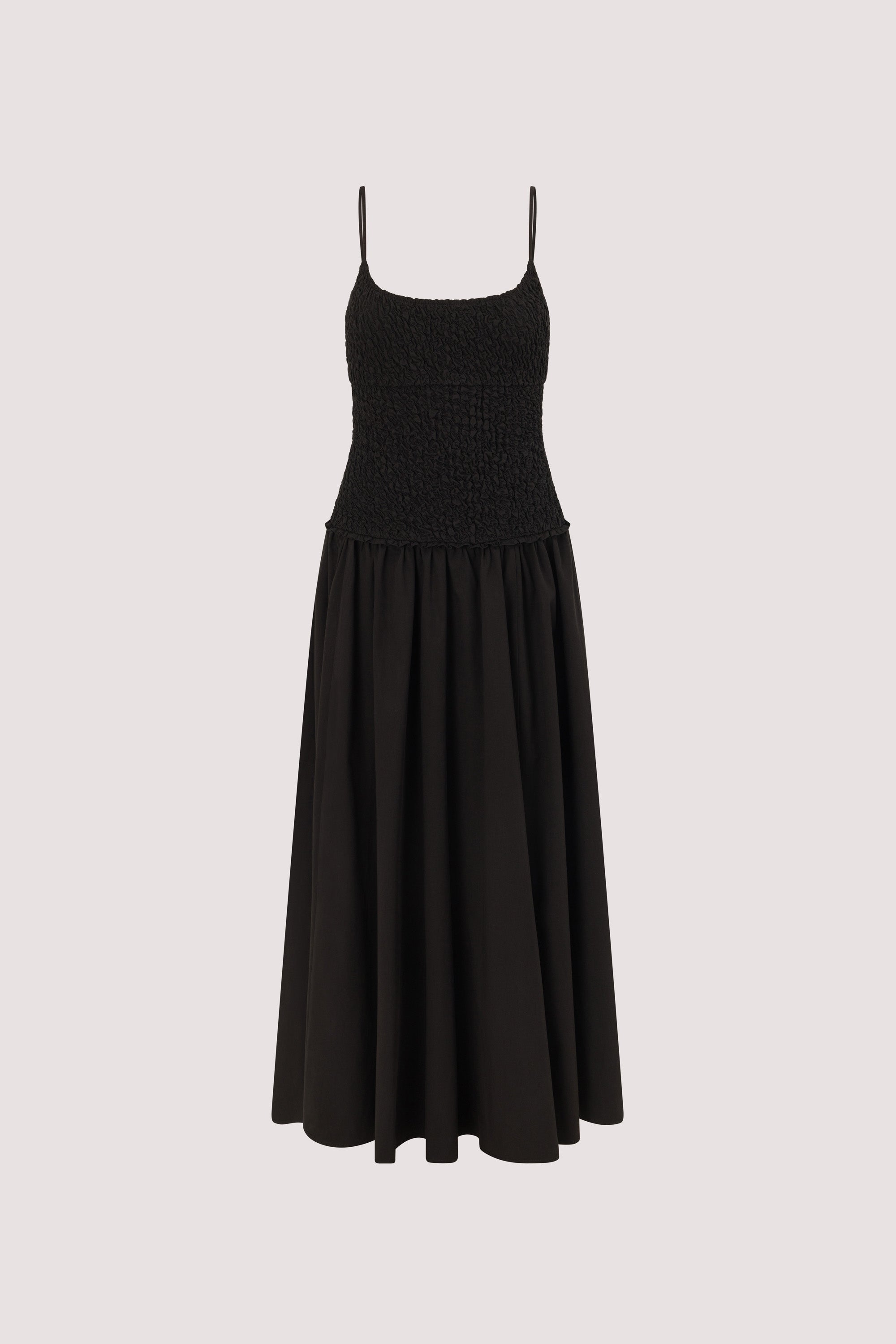 IZAIAH BLACK COTTON MIDI DRESS