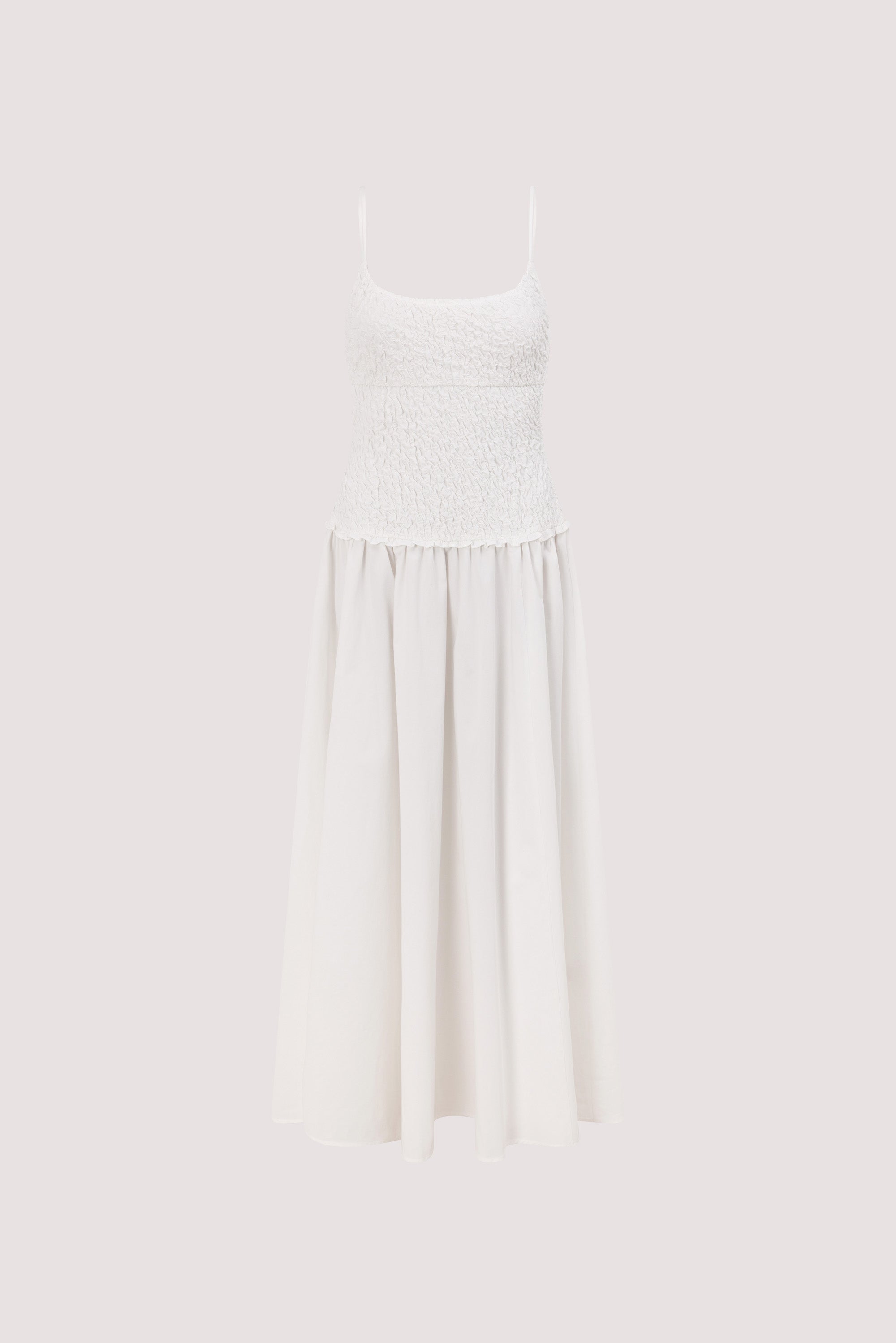 dissh white drop waist dress Cara Sleeveless Cotton Midi Dress in White By DISSH