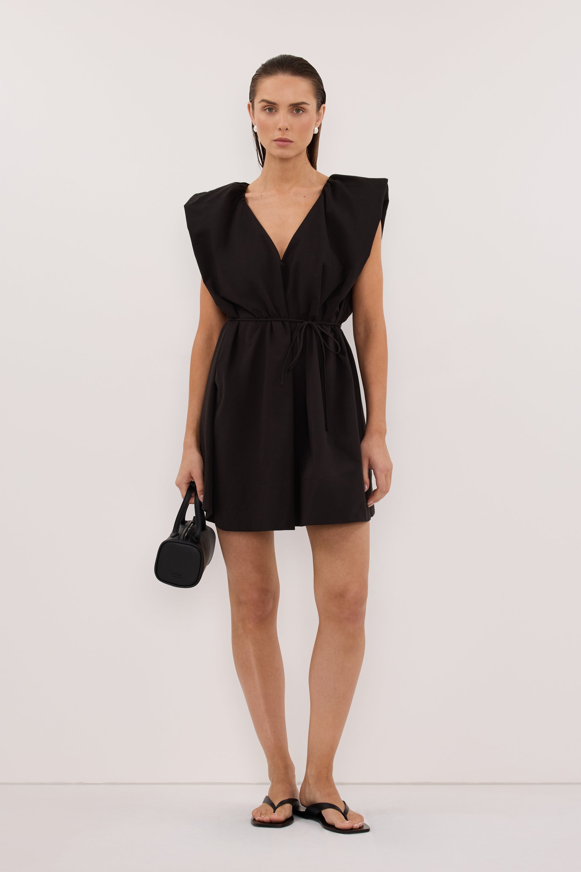 SABRE BLACK POPLIN MINI DRESS – DISSH