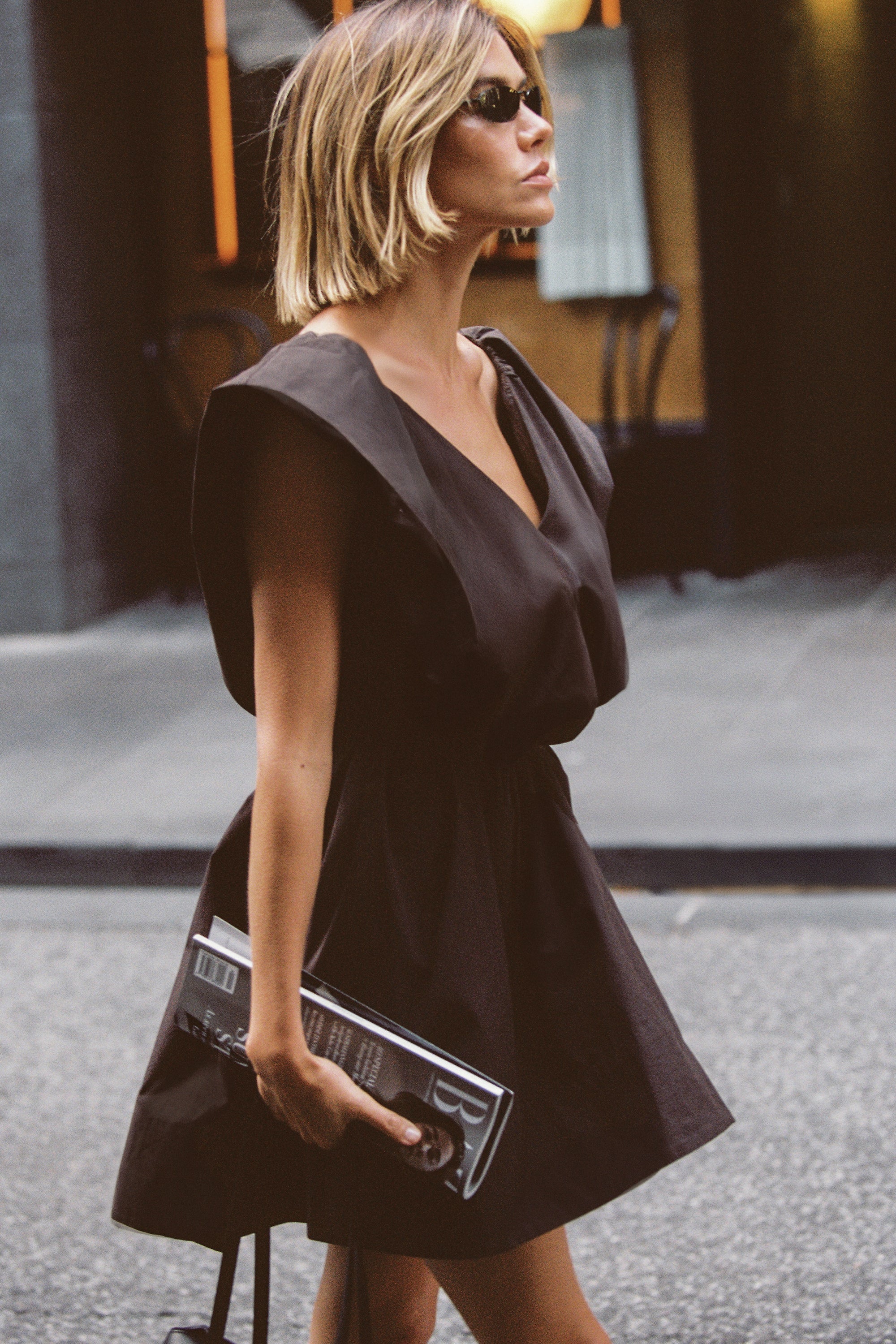 Sabre Cotton Mini Dress in Burnt Choc By DISSH