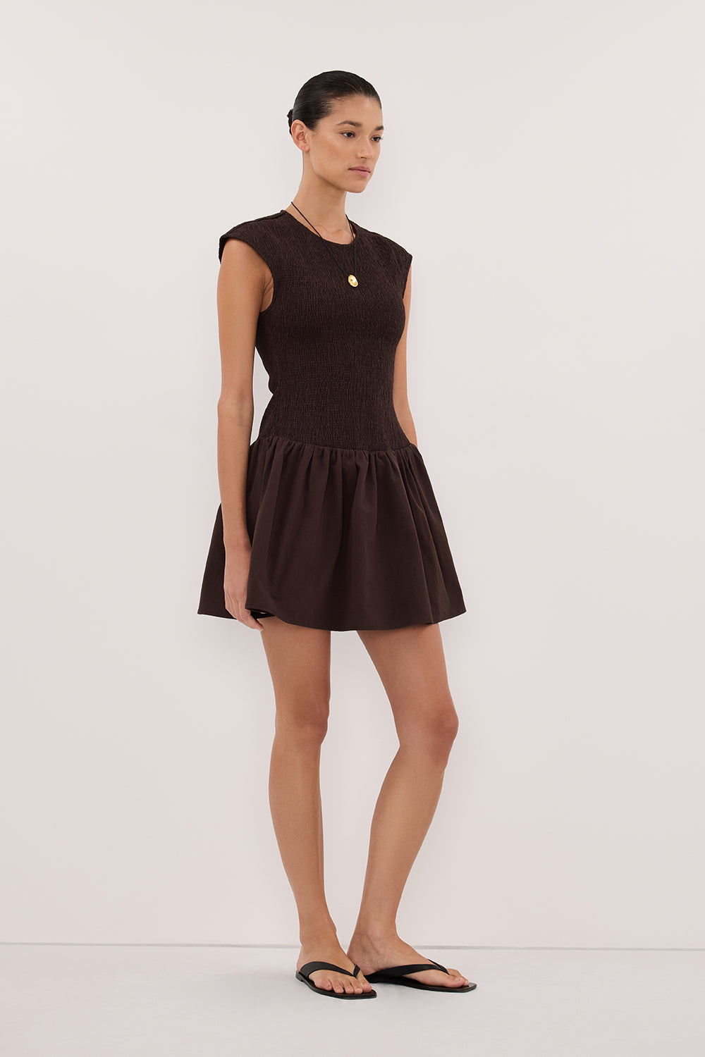 RUBI BURNT CHOC POPLIN MINI DRESS – DISSH