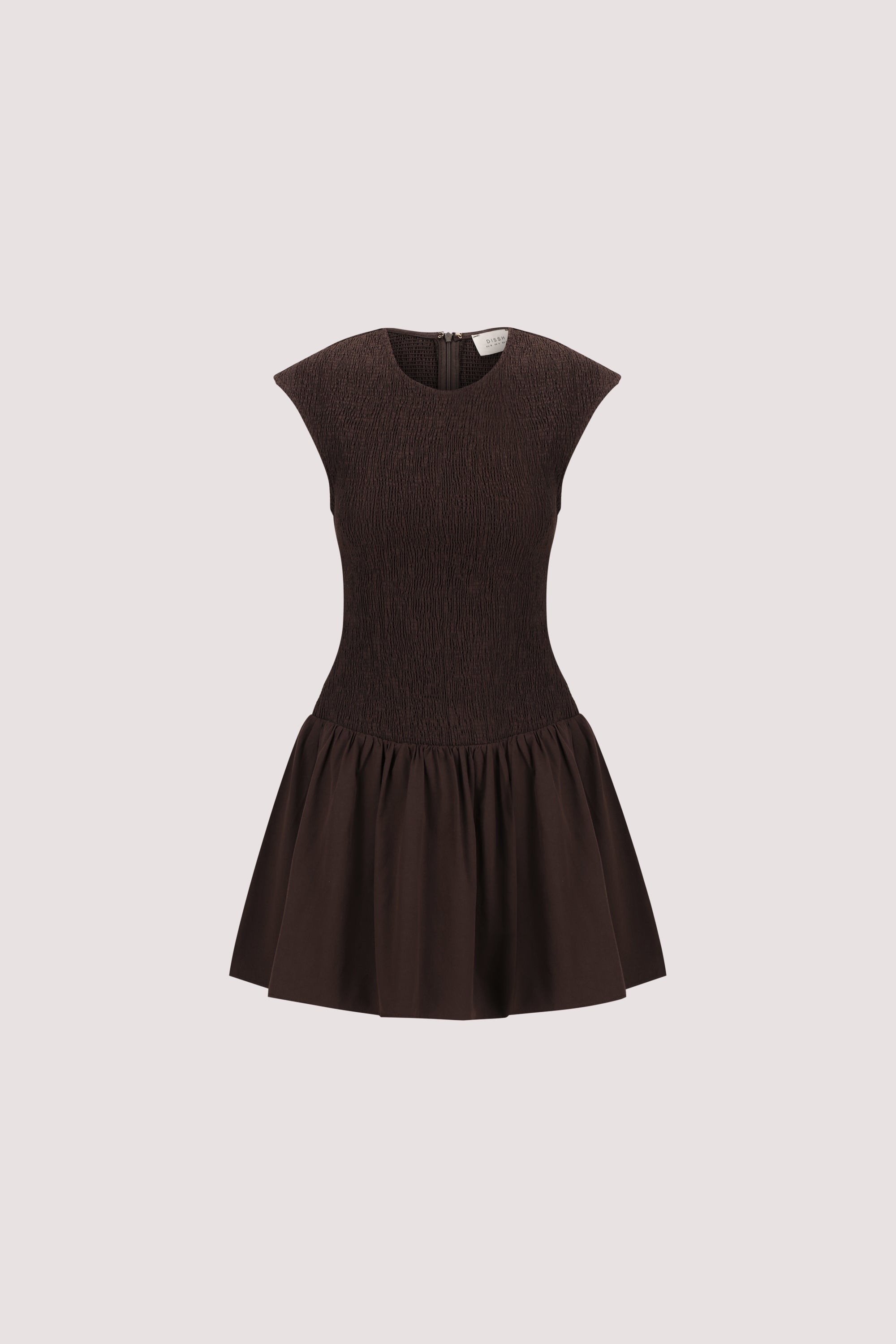 RUBI BURNT CHOC COTTON MINI DRESS