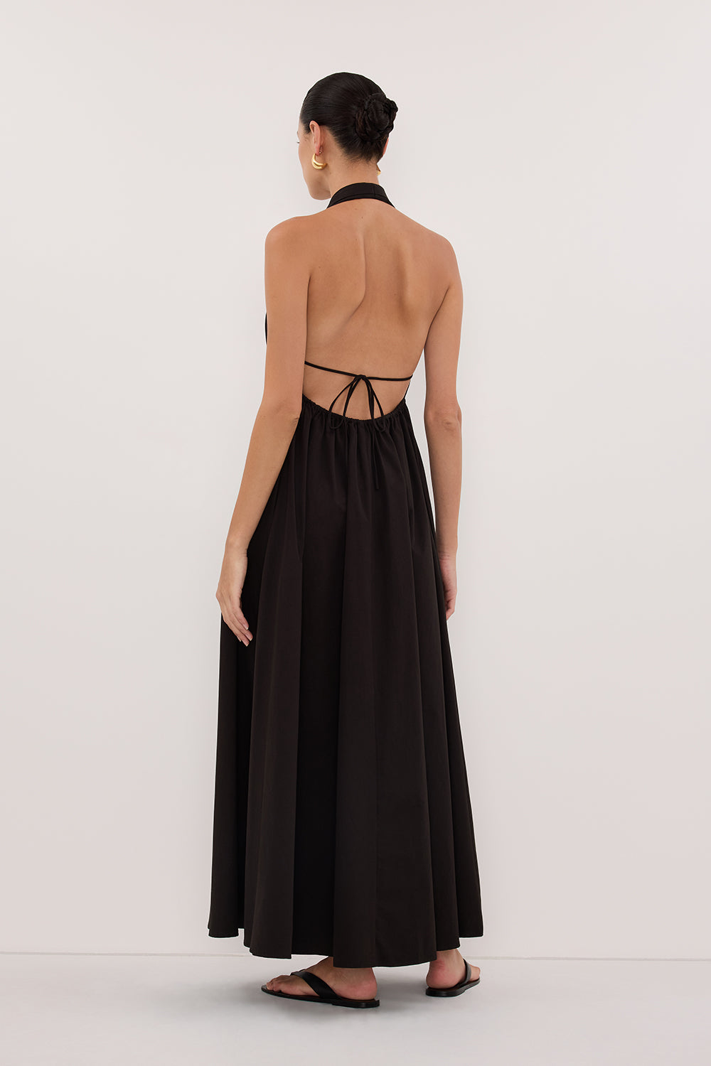 TAMMY BLACK SLEEVELESS COTTON MIDI DRESS