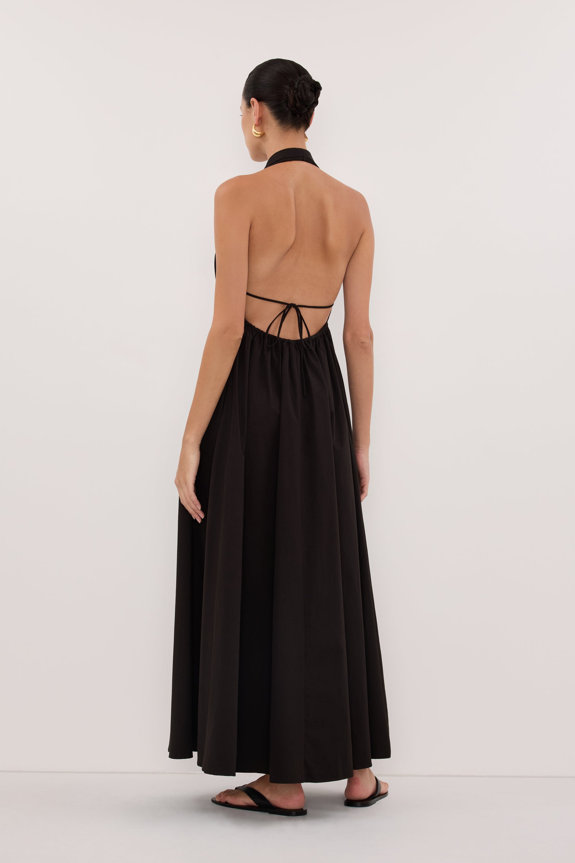 TAMMY BLACK SLEEVELESS COTTON MIDI DRESS