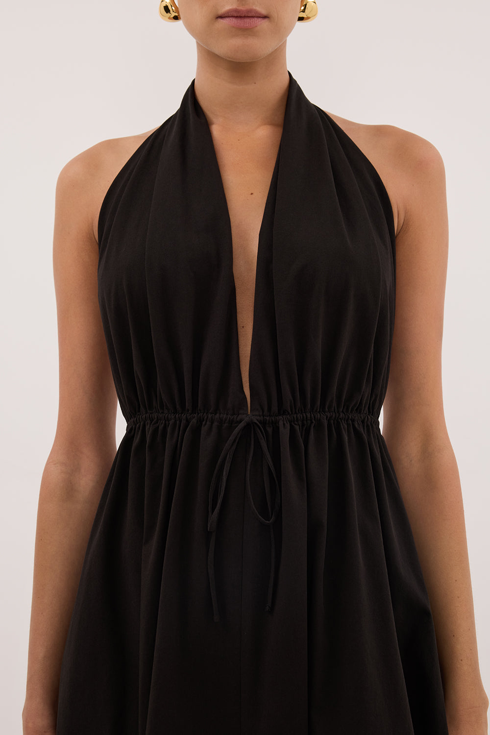 TAMMY BLACK SLEEVELESS COTTON MIDI DRESS