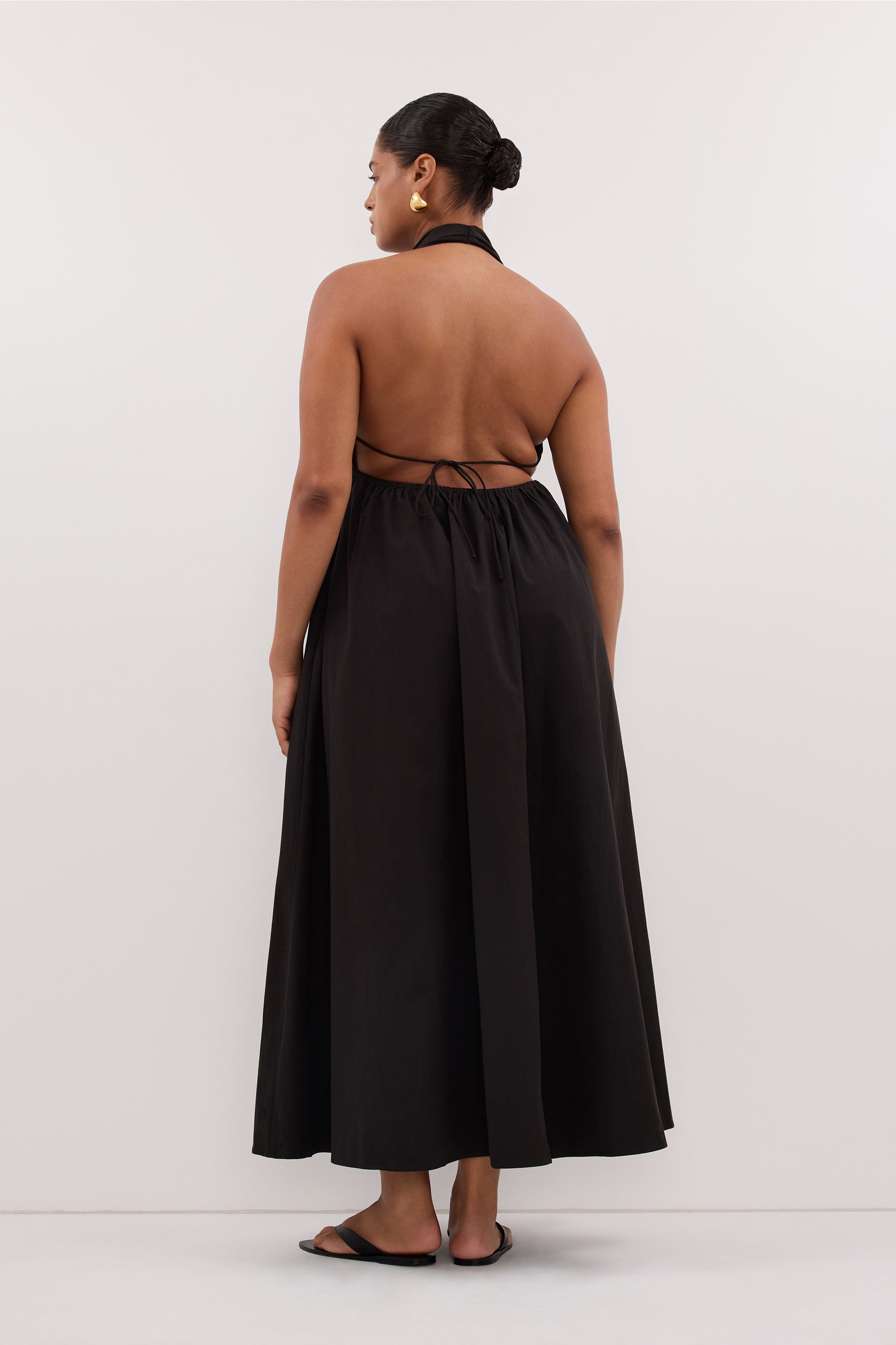 white christmas dresses Tammy Sleeveless Cotton Midi Dress in Black by Dissh