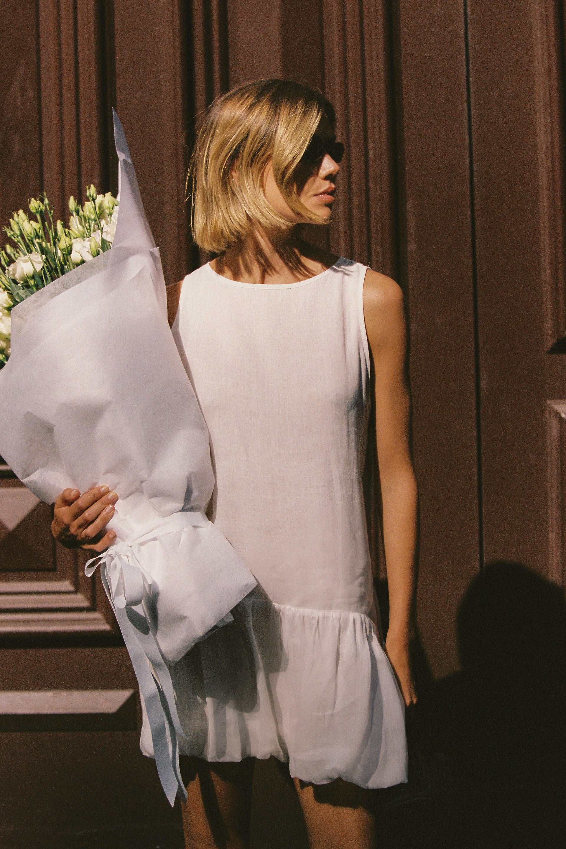 arlo strapless mini dress ARLO WHITE RAMIE BUBBLE MINI DRESS