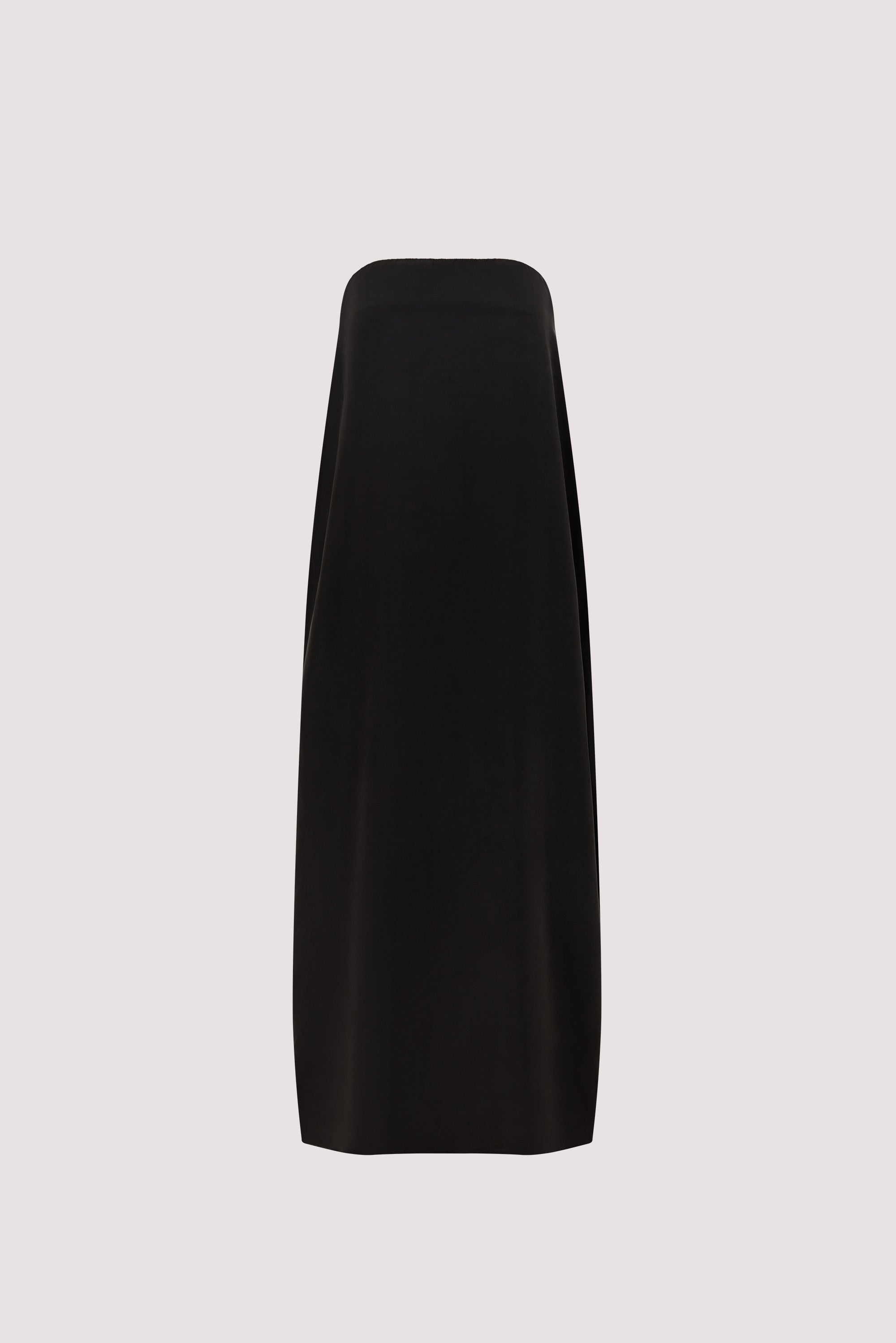 EDITH BLACK CUPRO STRAPLESS COCOON DRESS
