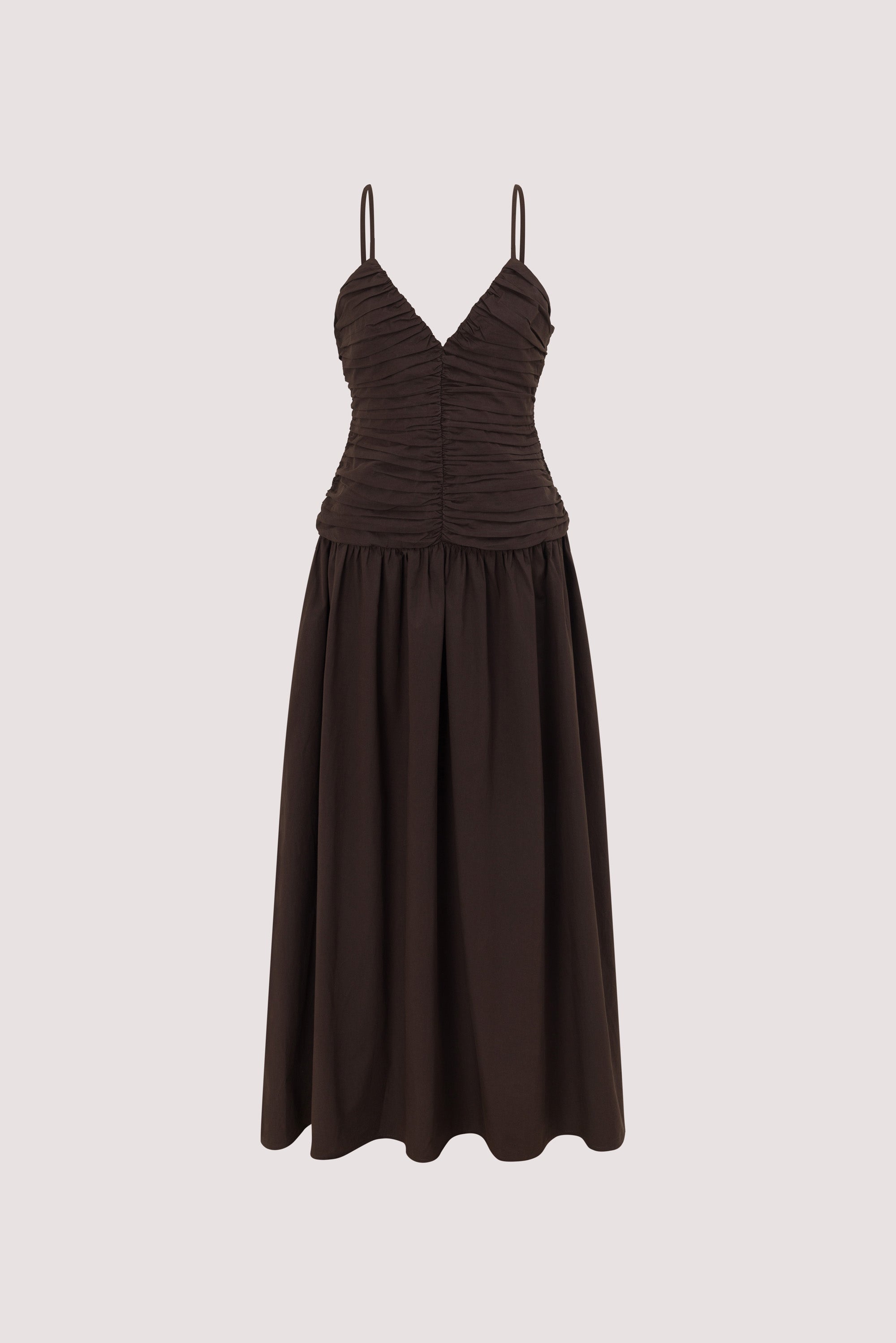 ALEXIA BURNT CHOC COTTON MIDI DRESS