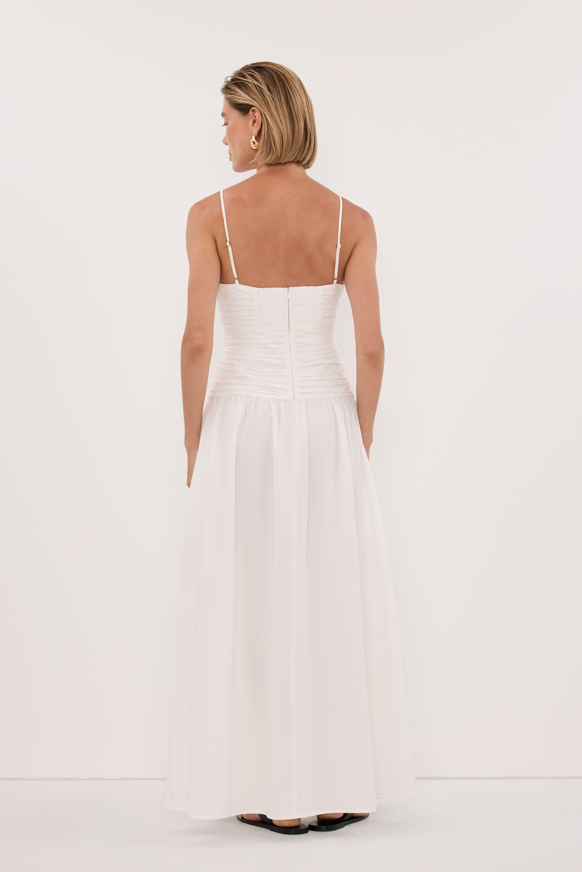 Alexia Cotton Sleeveless Midi Dress in White By DISSH