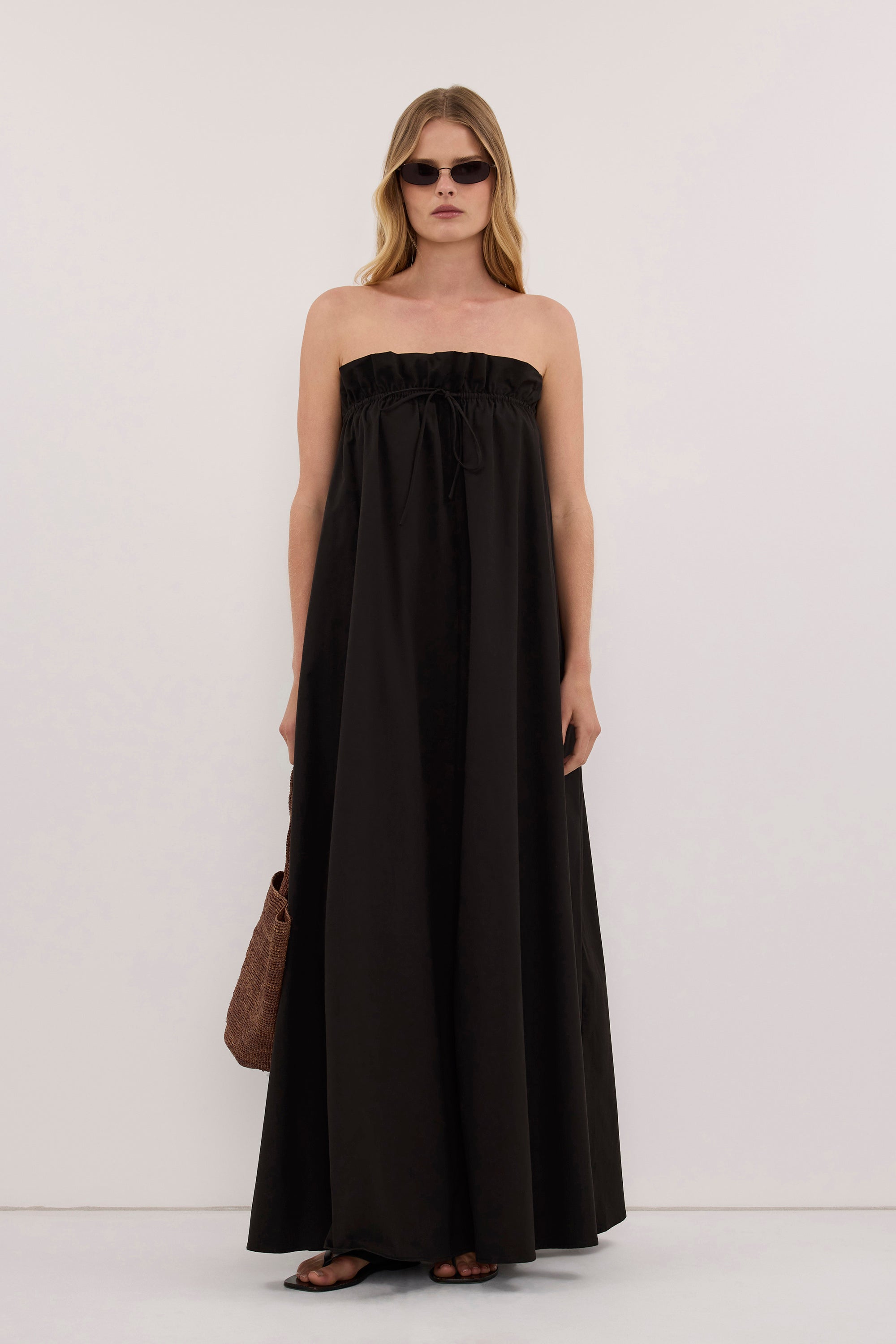 BERNICE BLACK PAPERBAG MIDI DRESS