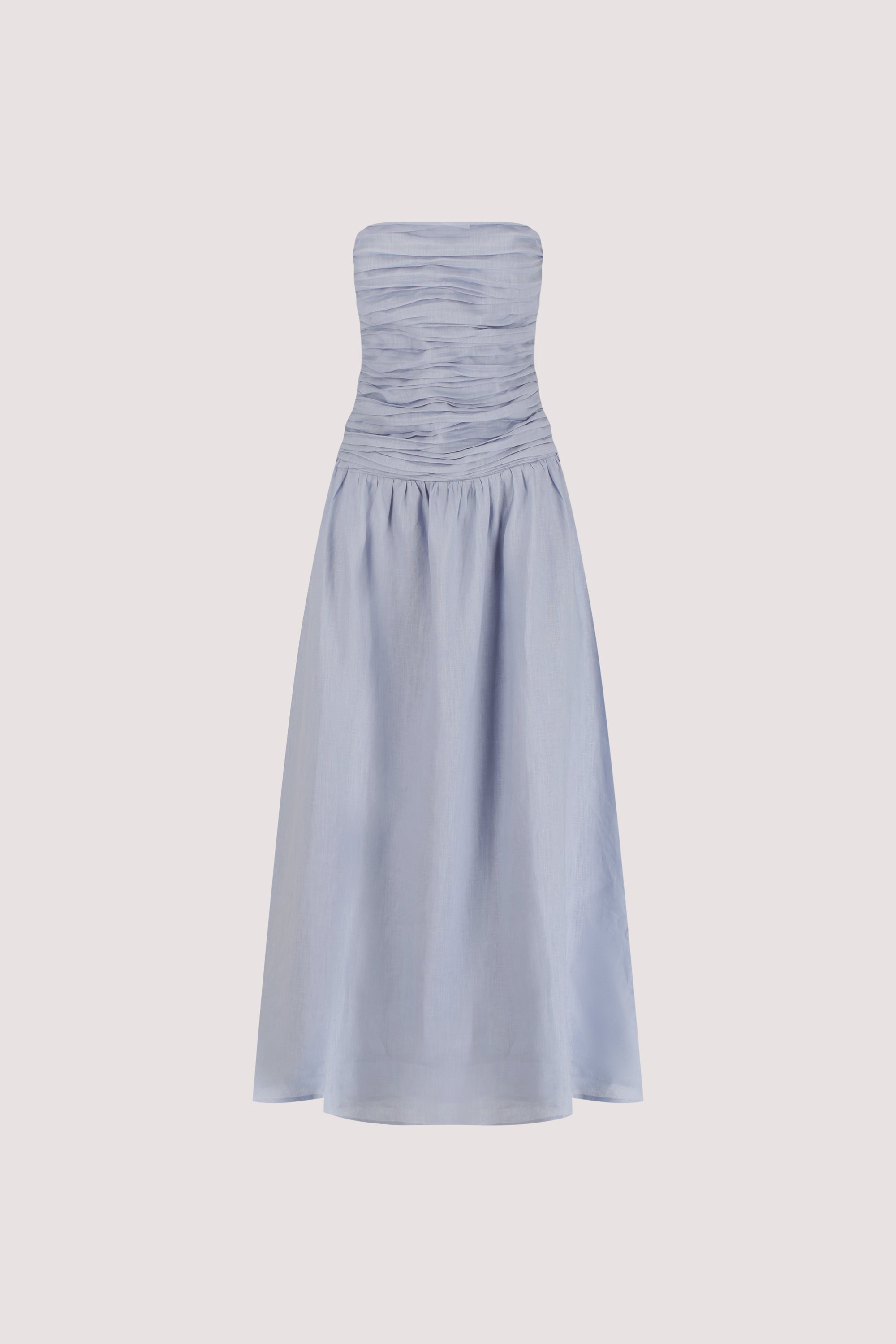 Aubriella Dusty Blue Linen Midi Dress in Dust Blue By DISSH Aubriella Dusty Blue Linen Midi Dress in Dust Blue By DISSH