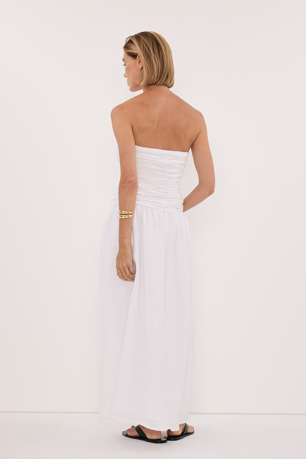 white linen bridesmaid dress Linen wedding dress Crystal