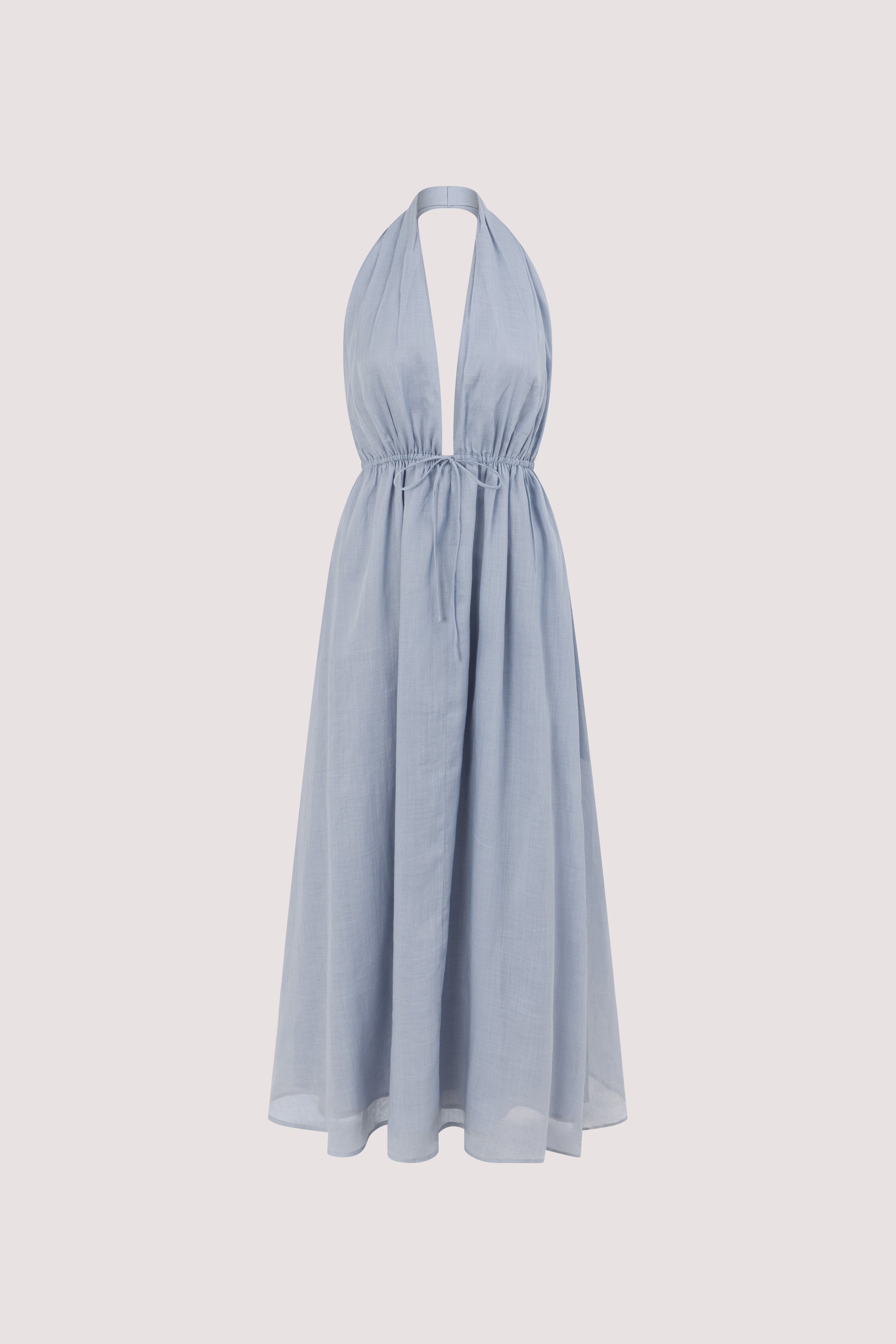 Sammi Ramie Sleeveless Midi Dress in Dusty Blue By DISSH