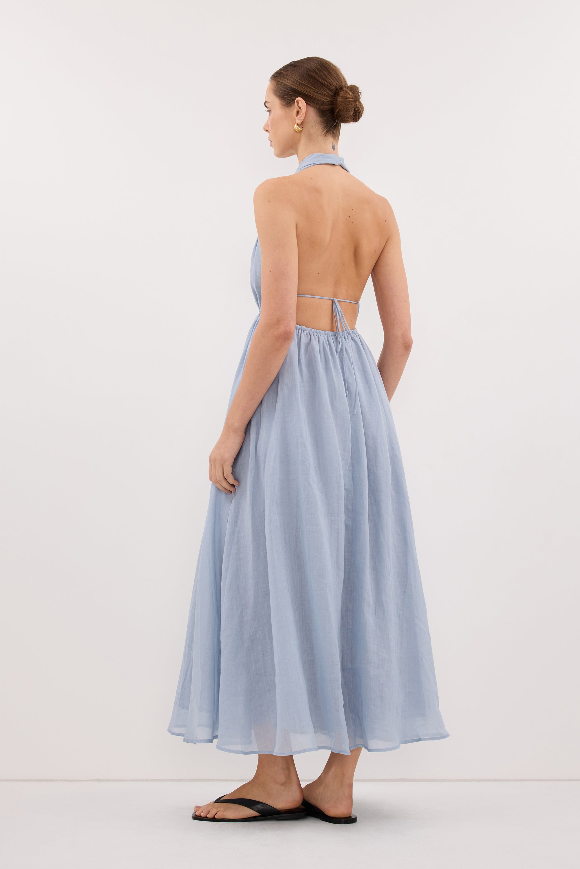 Sammi Ramie Sleeveless Midi Dress in Dusty Blue By DISSH Sammi Ramie Sleeveless Midi Dress in Dusty Blue By DISSH