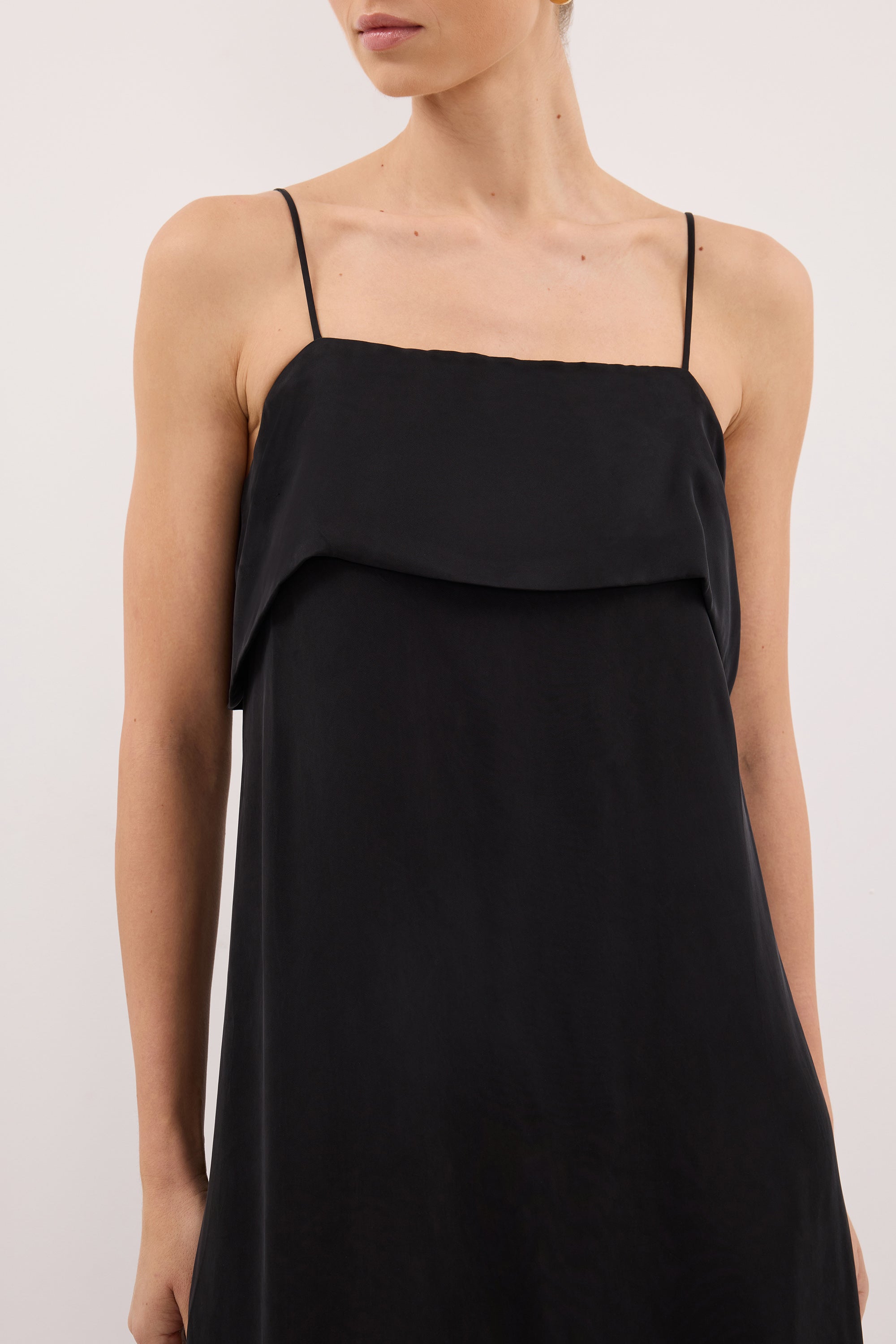 IDA BLACK CUPRO MIDI DRESS