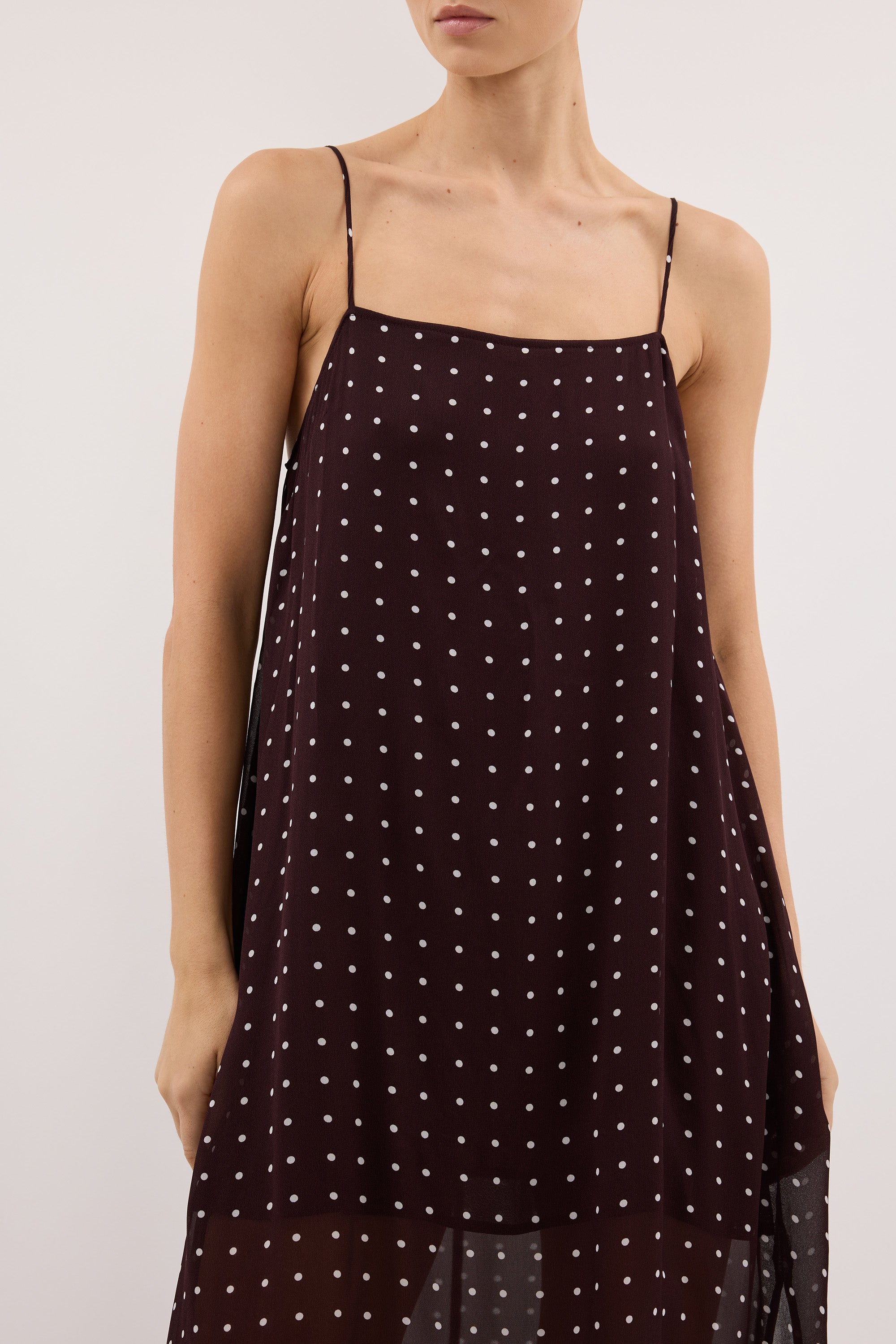 VANESSA BITTER CHOC SLEEVELESS MIDI DRESS