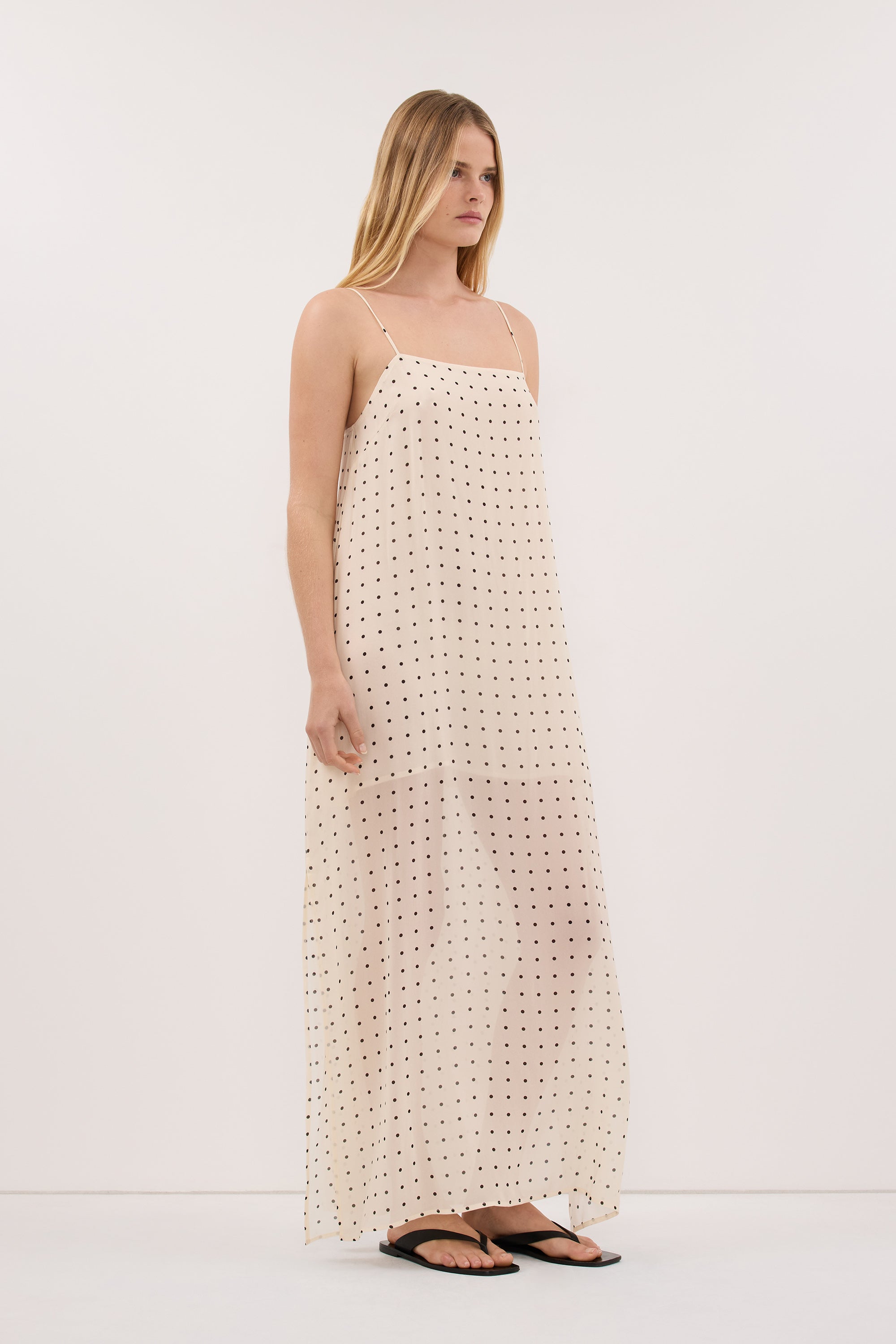 VANESSA SANDSTONE SLEEVELESS MIDI DRESS