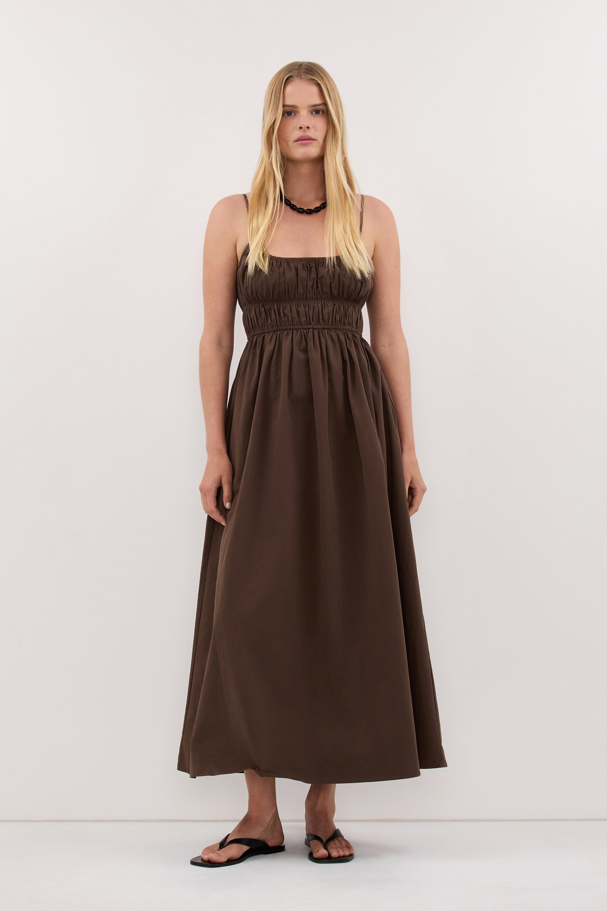 toby bitter choc cotton midi dress Toby Bitter Choc Cotton Dress Dissh