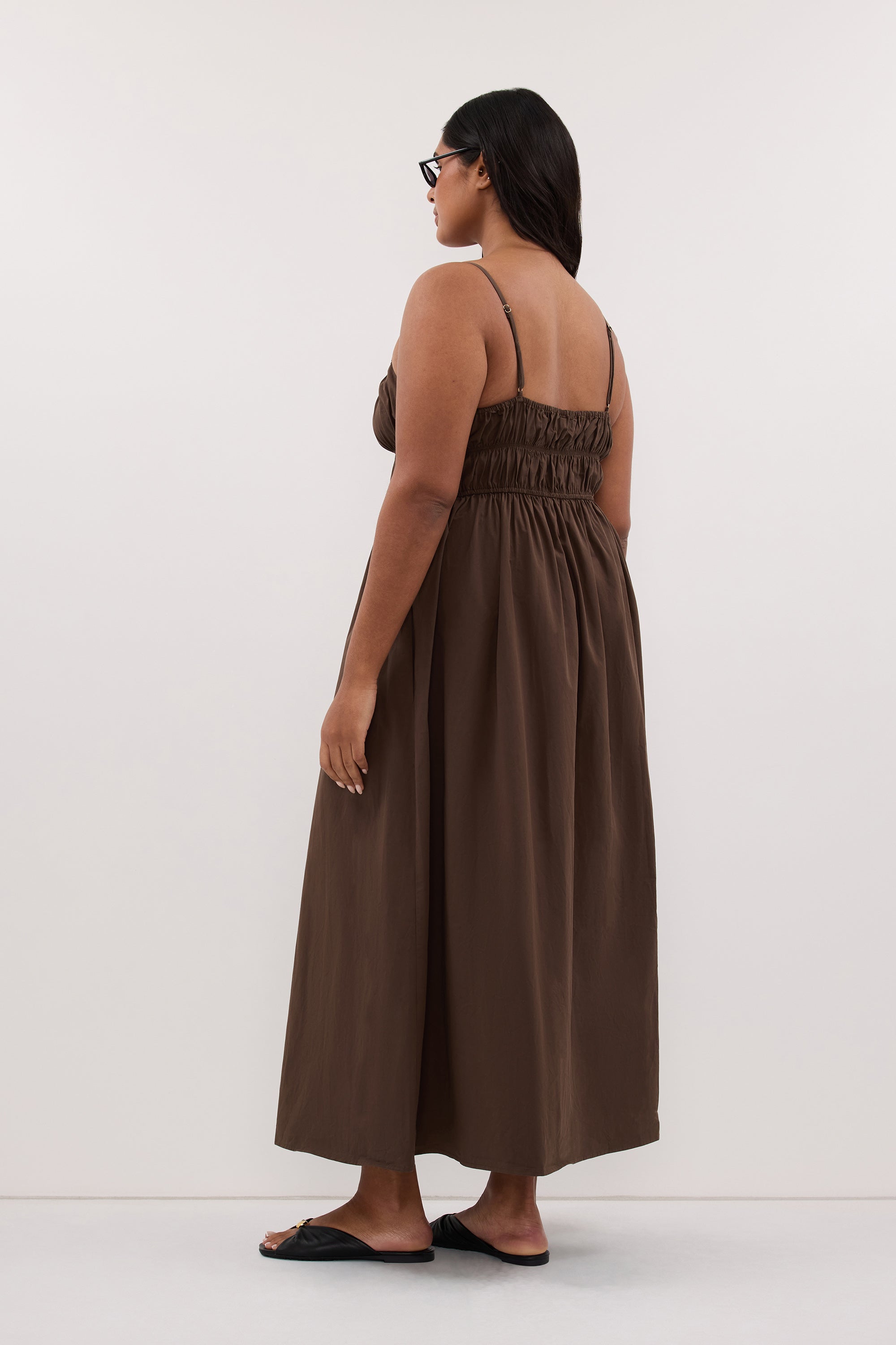 ZAHARA B CHOC COTTON MIDI DRESS – DISSH