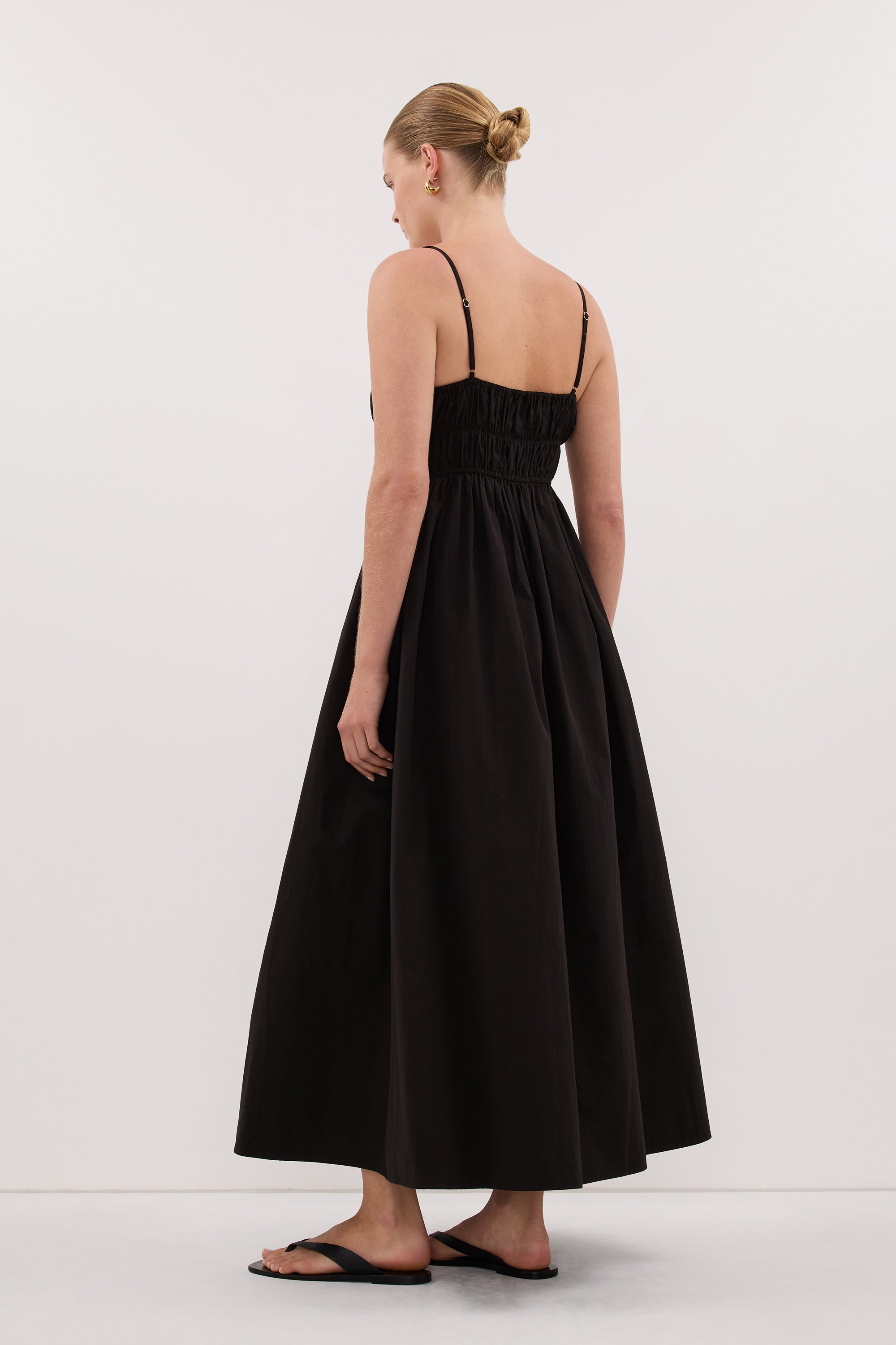 ZAHARA BLACK COTTON MIDI DRESS DISSH ZAHARA BLACK COTTON MIDI DRESS DISSH