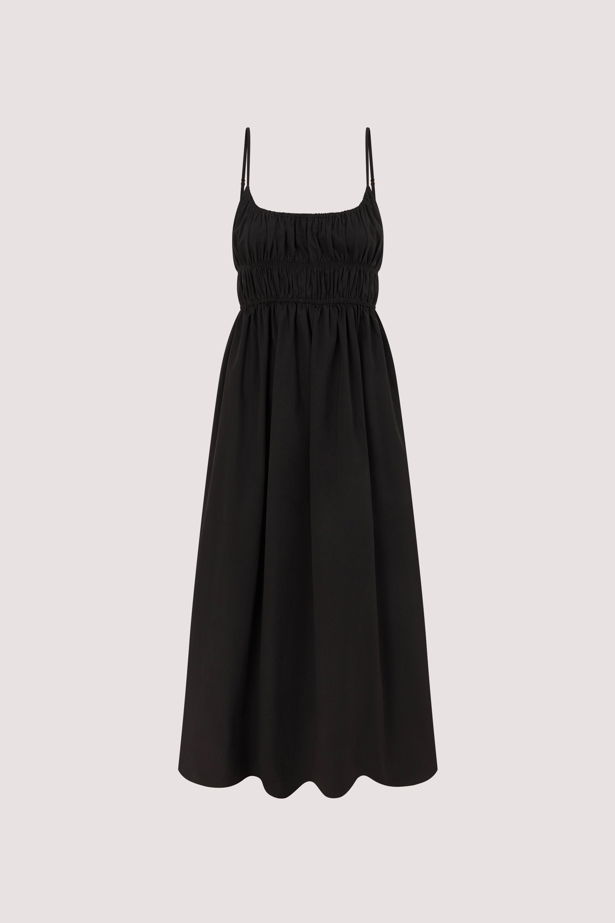 ZAHARA BLACK COTTON MIDI DRESS