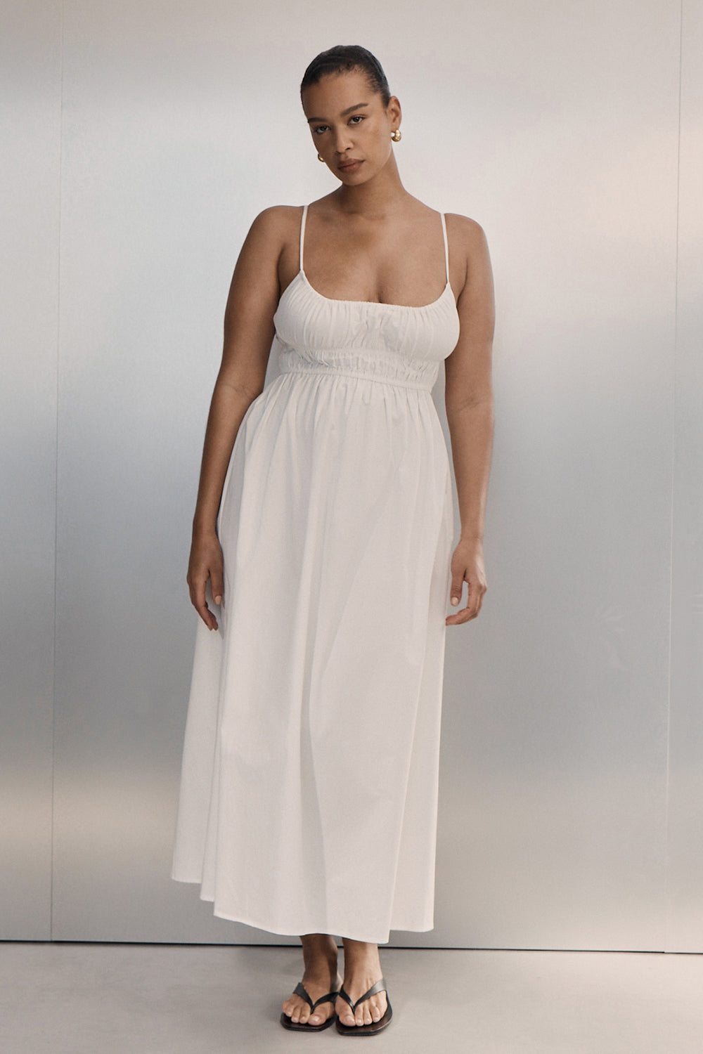 ZAHARA WHITE COTTON MIDI DRESS - PRE ORDER