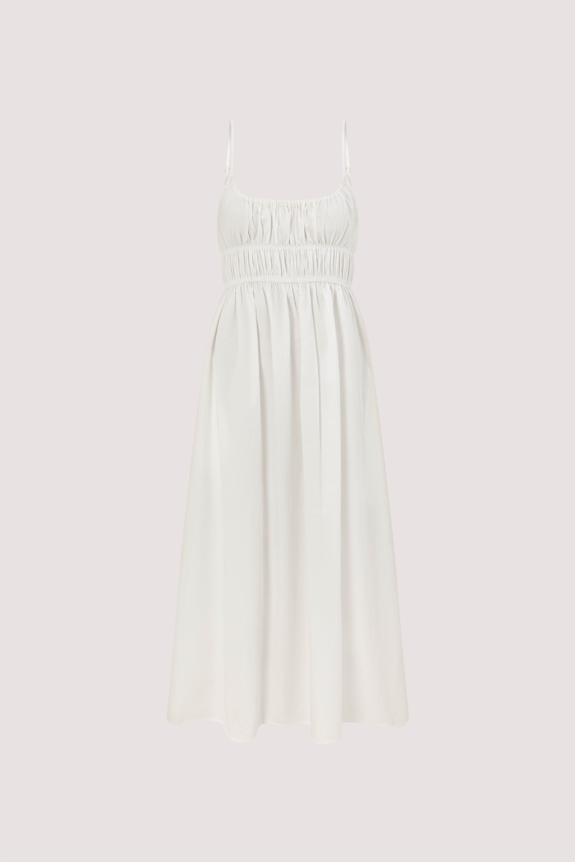 dissh cotton dress Zahara Cotton Sleeveless Midi Dress in White By DISSH
