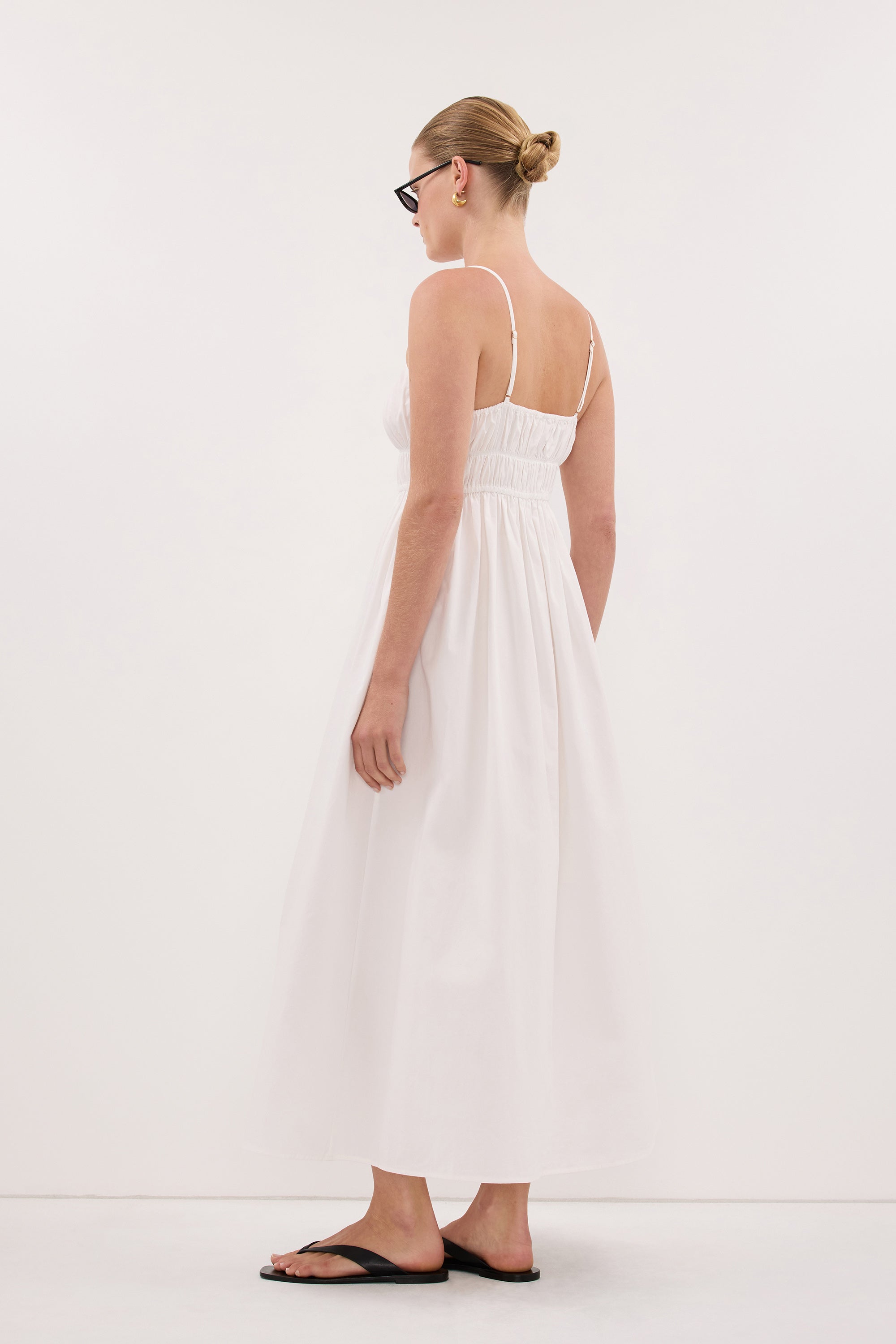ZAHARA WHITE COTTON MIDI DRESS - PRE ORDER