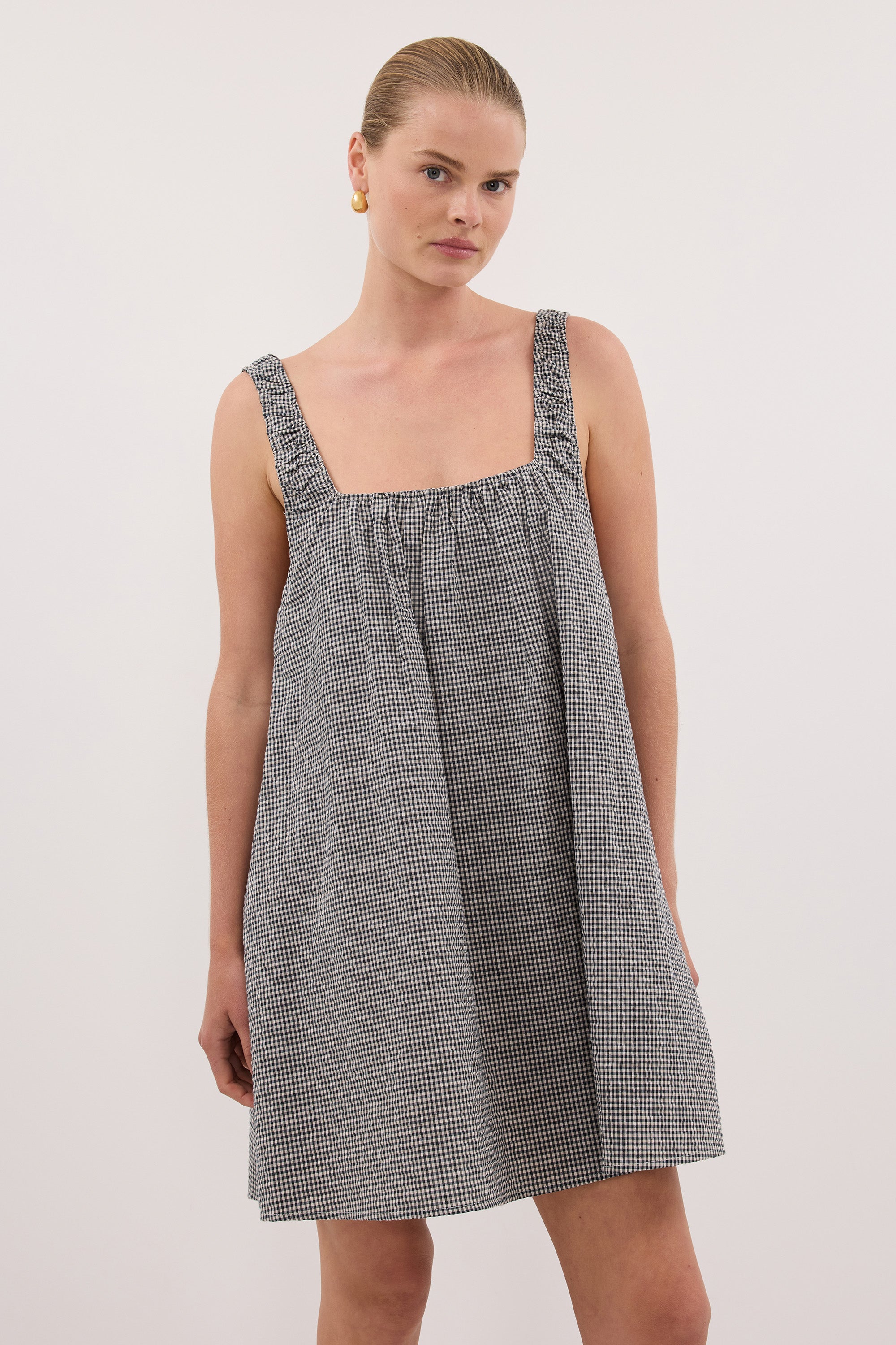 BRIONA GINGHAM COTTON MINI DRESS