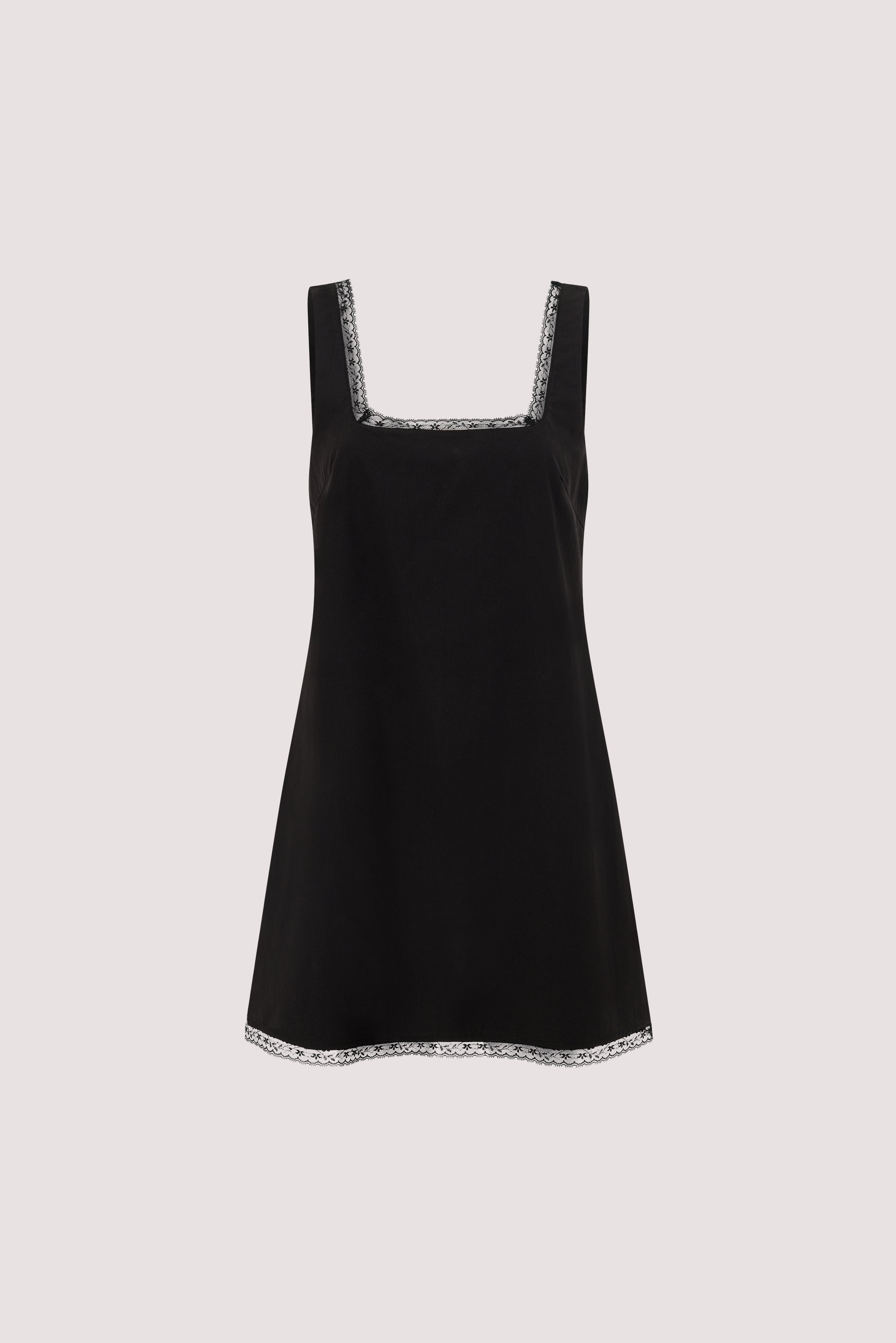 ROSIN BLACK LACE TRIM MINI DRESS