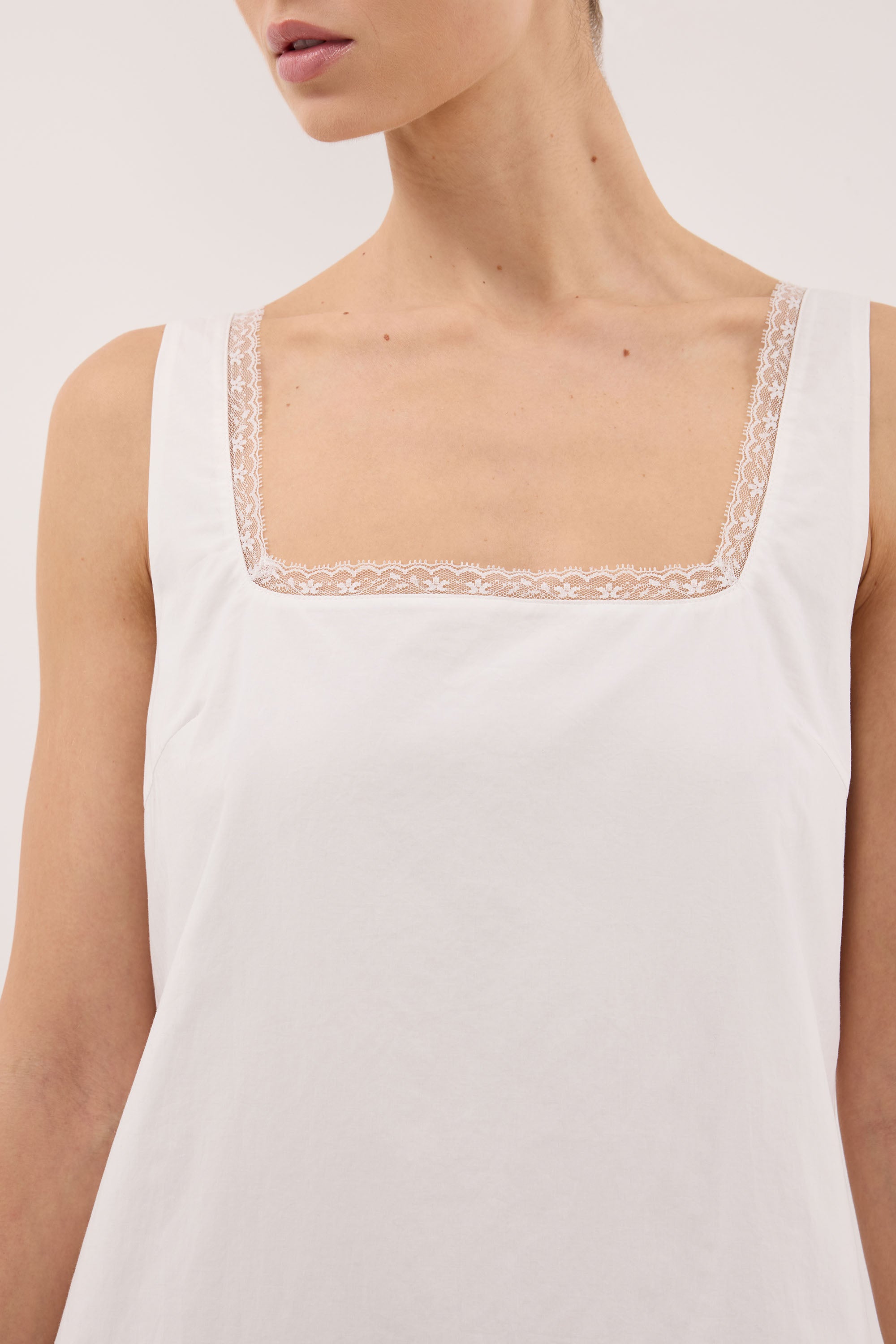 ROSIN WHITE LACE TRIM MINI DRESS - PRE ORDER