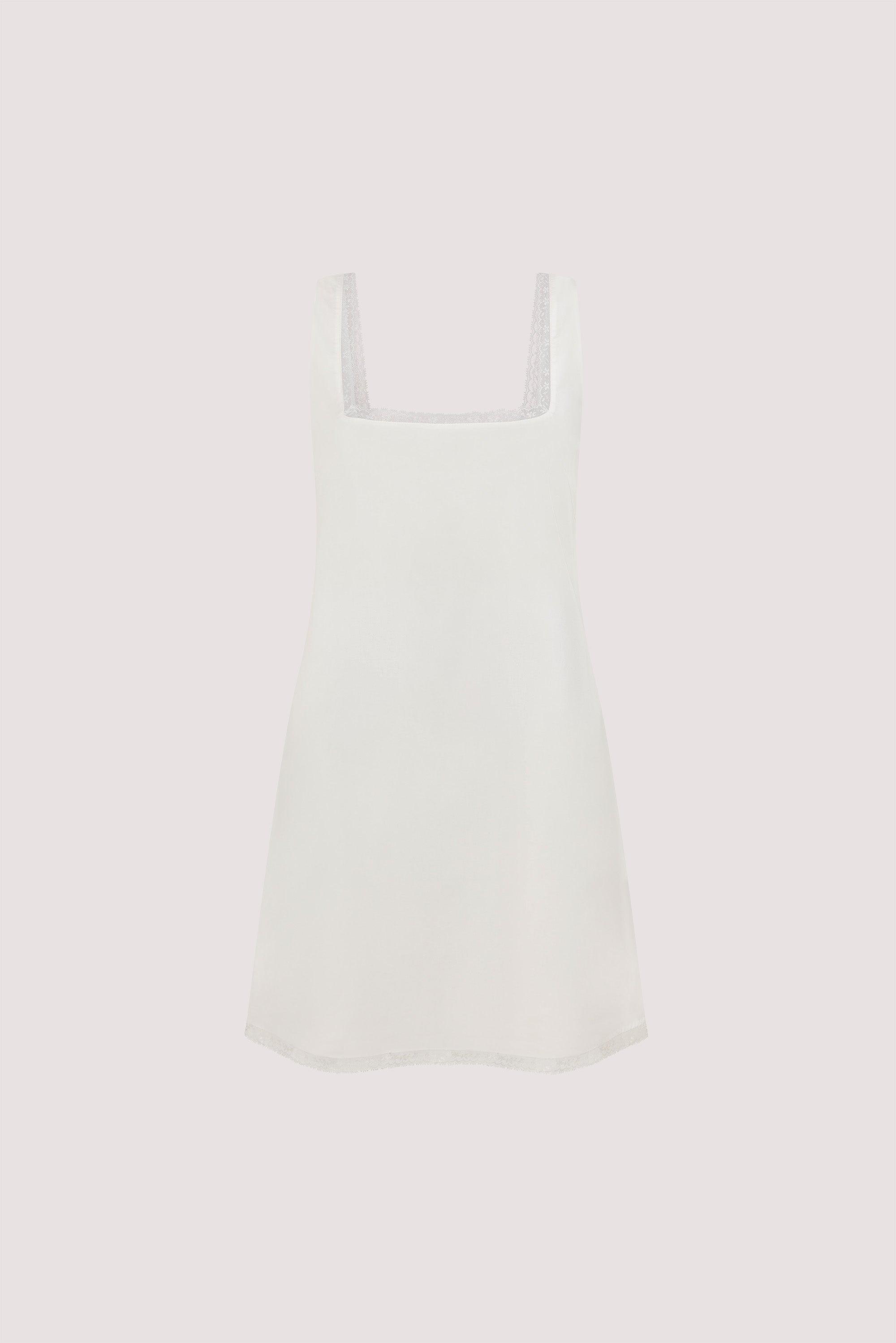 ROSIN WHITE LACE TRIM MINI DRESS - PRE ORDER