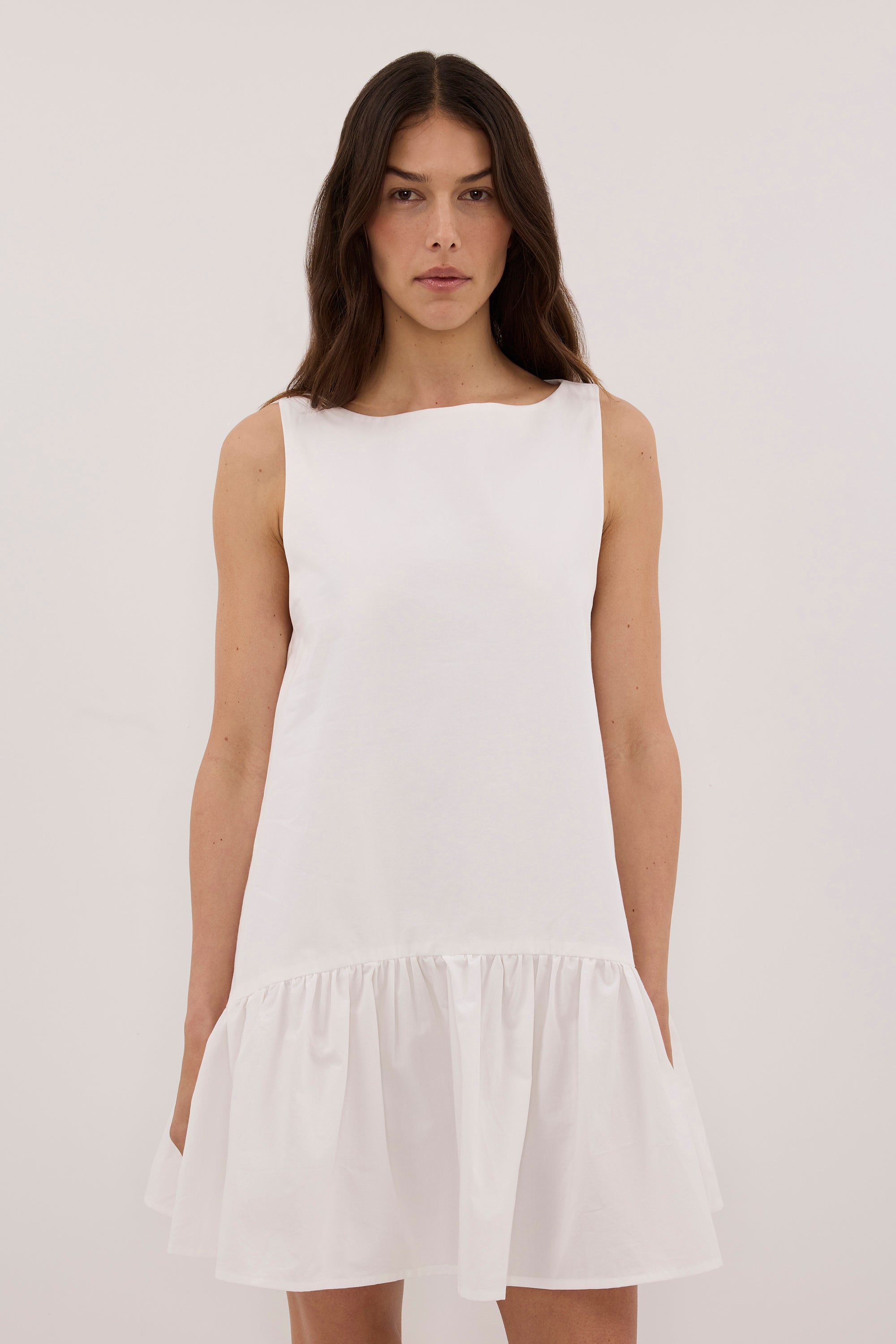 JO WHITE DROP WAIST MINI DRESS