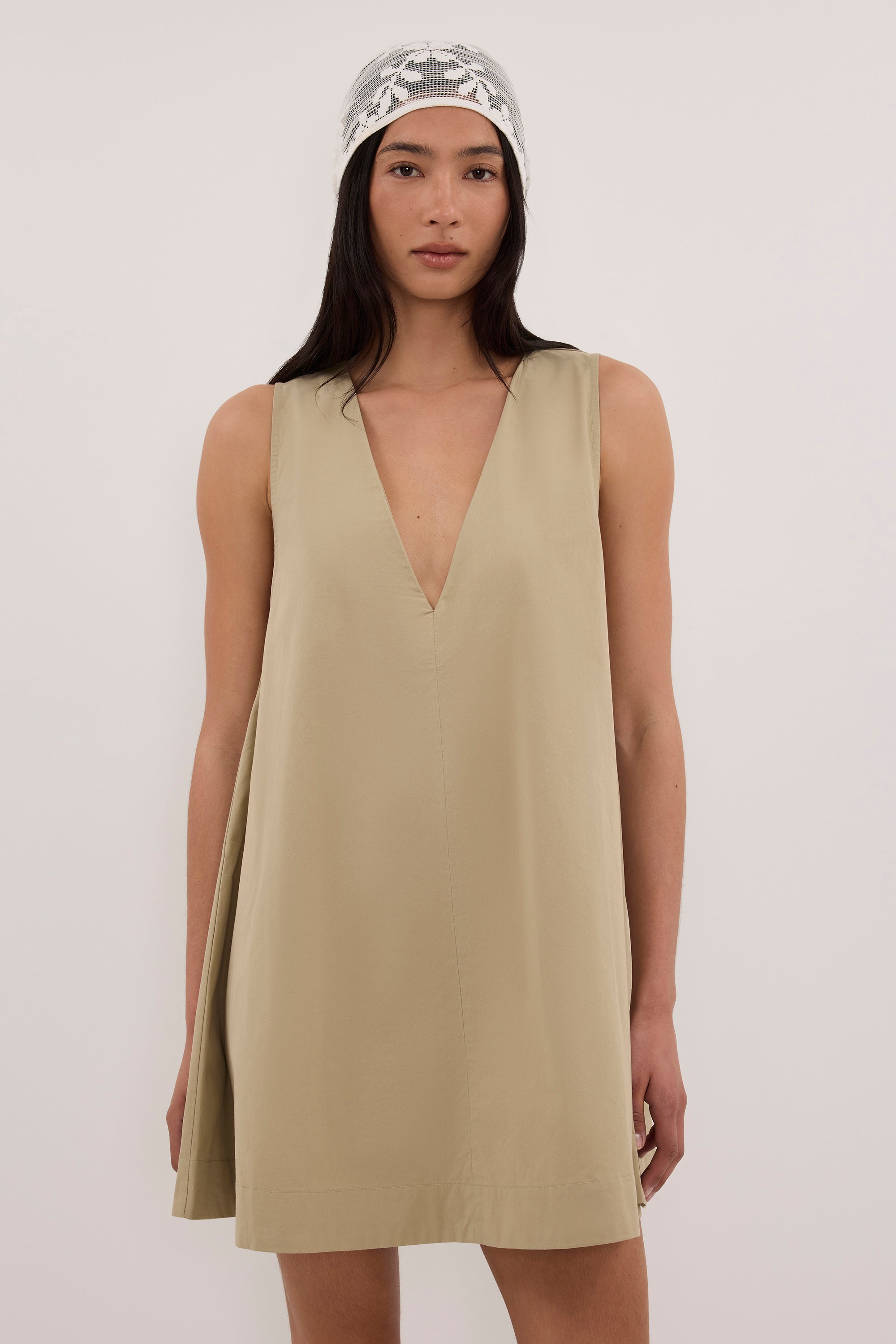ORLENA ELM SAGE COTTON MINI DRESS