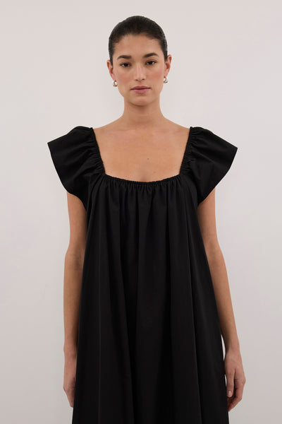 Aude wearing KATE BLACK COTTON MIDI DRESS