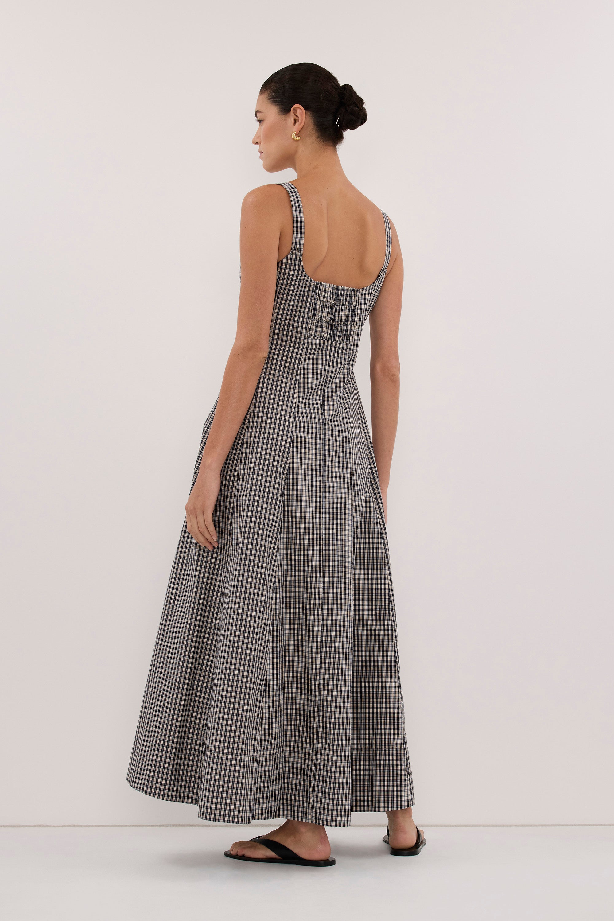 MATILDA INK CHECK COTTON MIDI DRESS - PRE ORDER