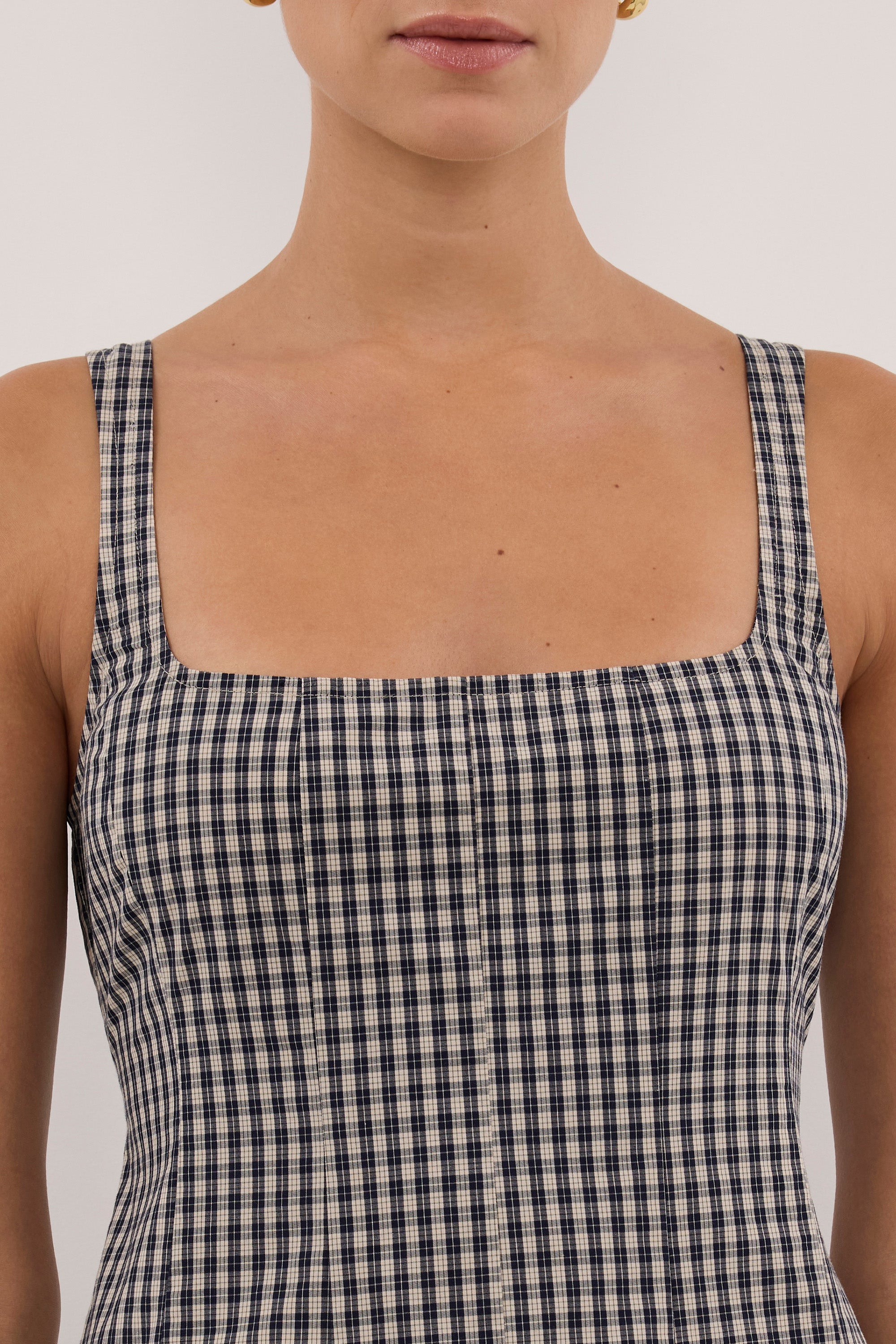 MATILDA INK CHECK COTTON MIDI DRESS - PRE ORDER