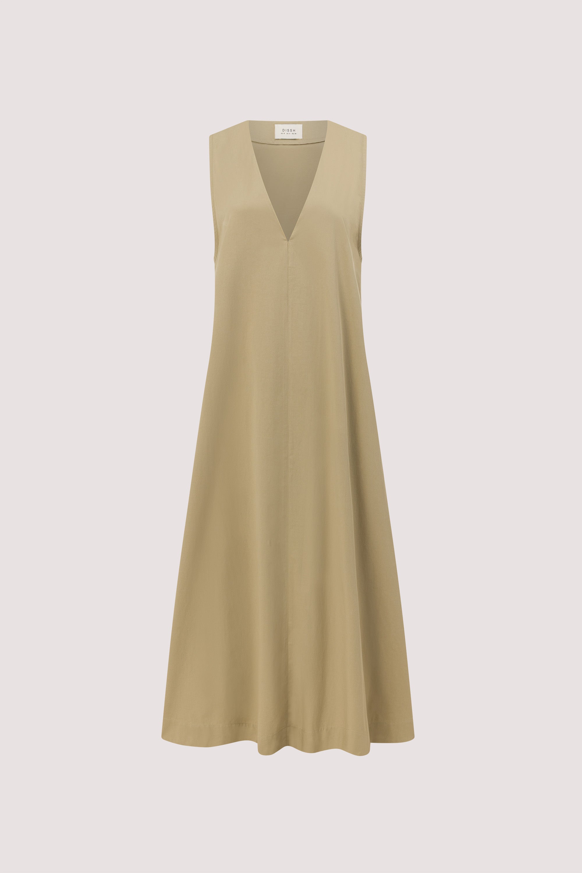 ORLENA ELM SAGE V NECK COTTON MIDI DRESS