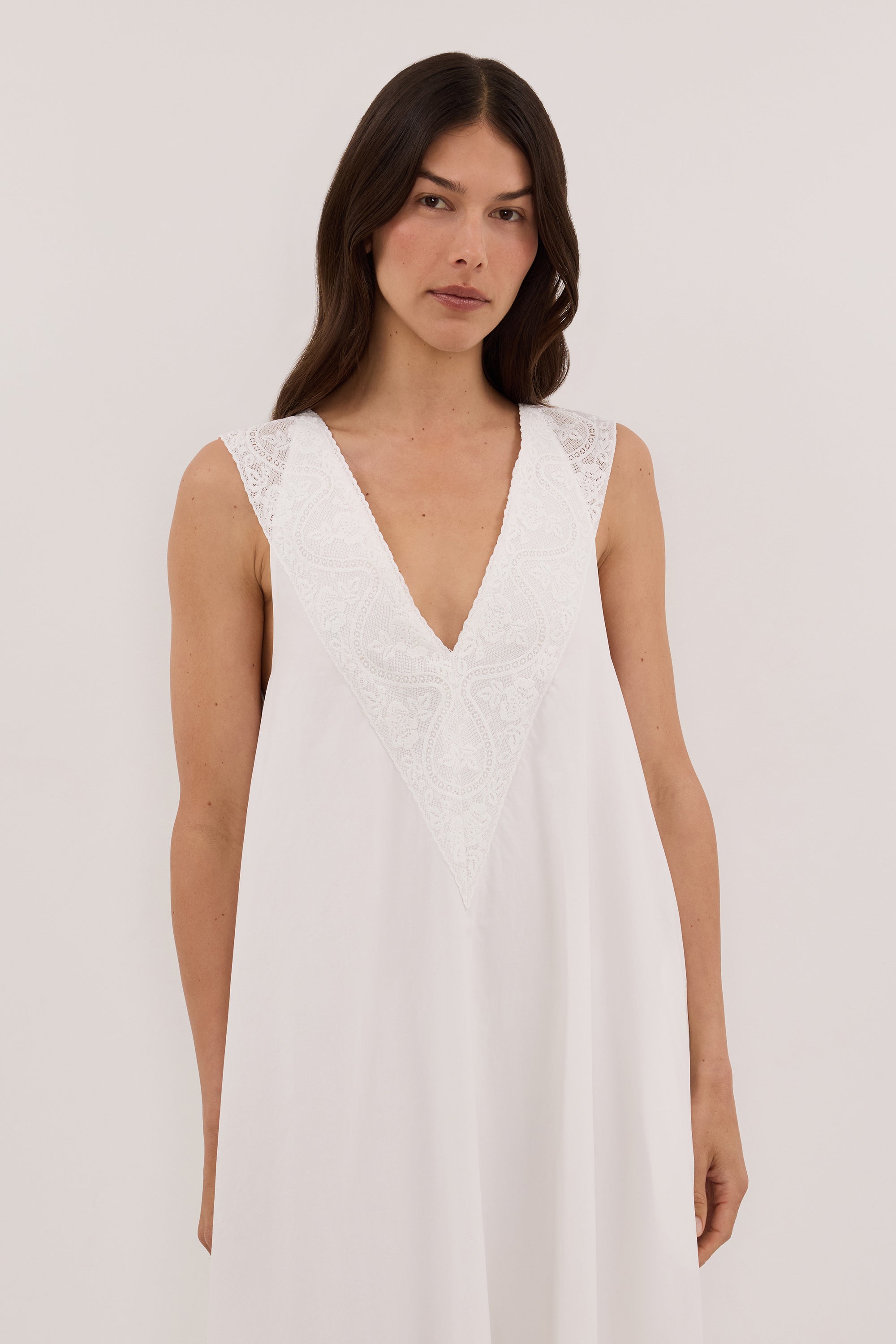 AMOUR WHITE LACE TRIM MIDI DRESS
