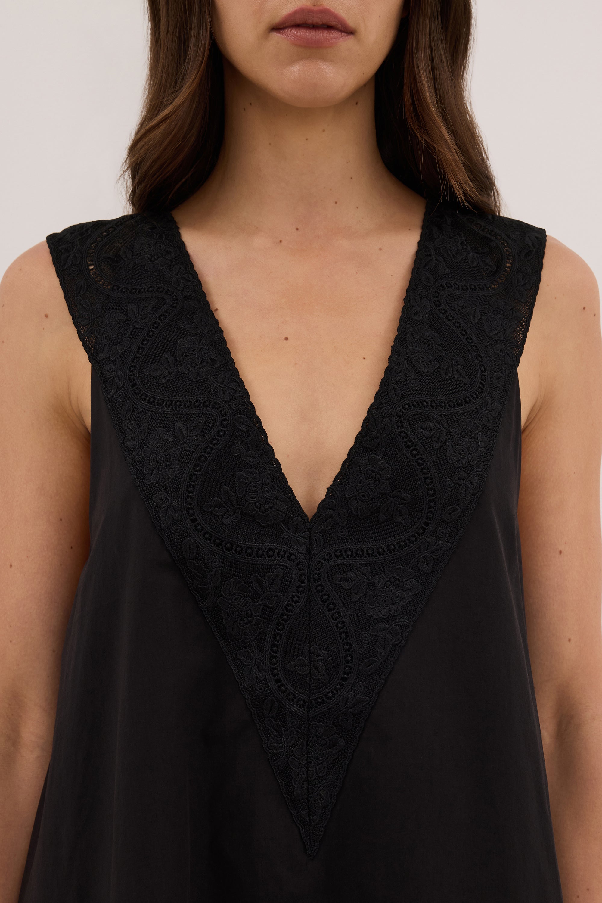 AMOUR BLACK LACE TRIM MINI DRESS