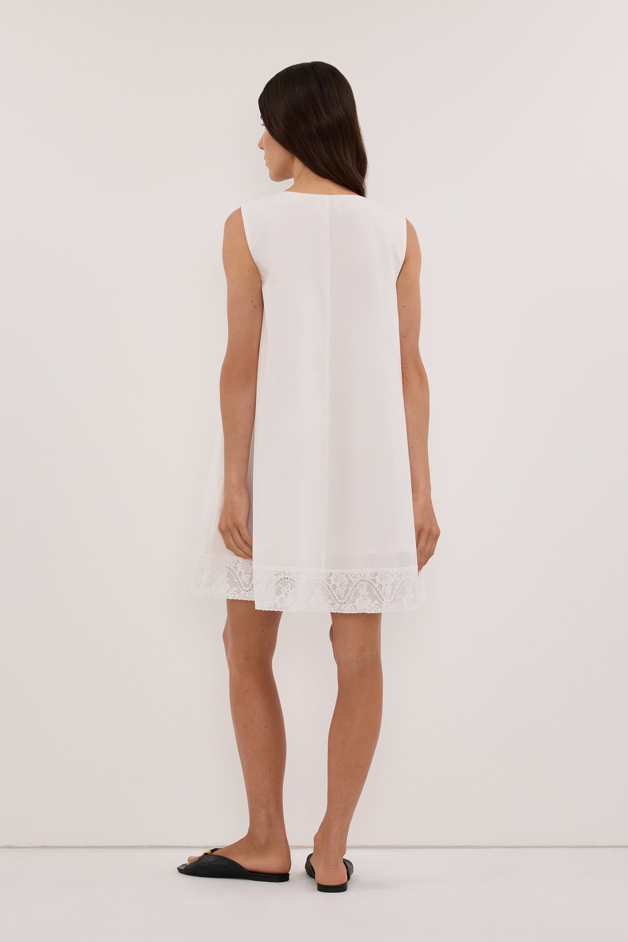 AMOUR WHITE LACE TRIM MINI DRESS
