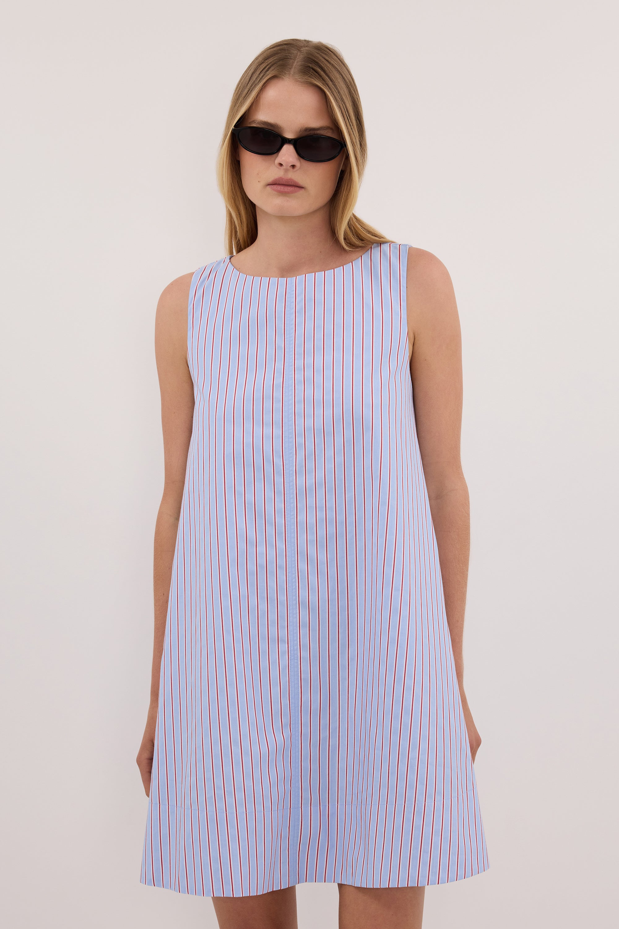 ORSON BLUE STRIPE COTTON MINI DRESS