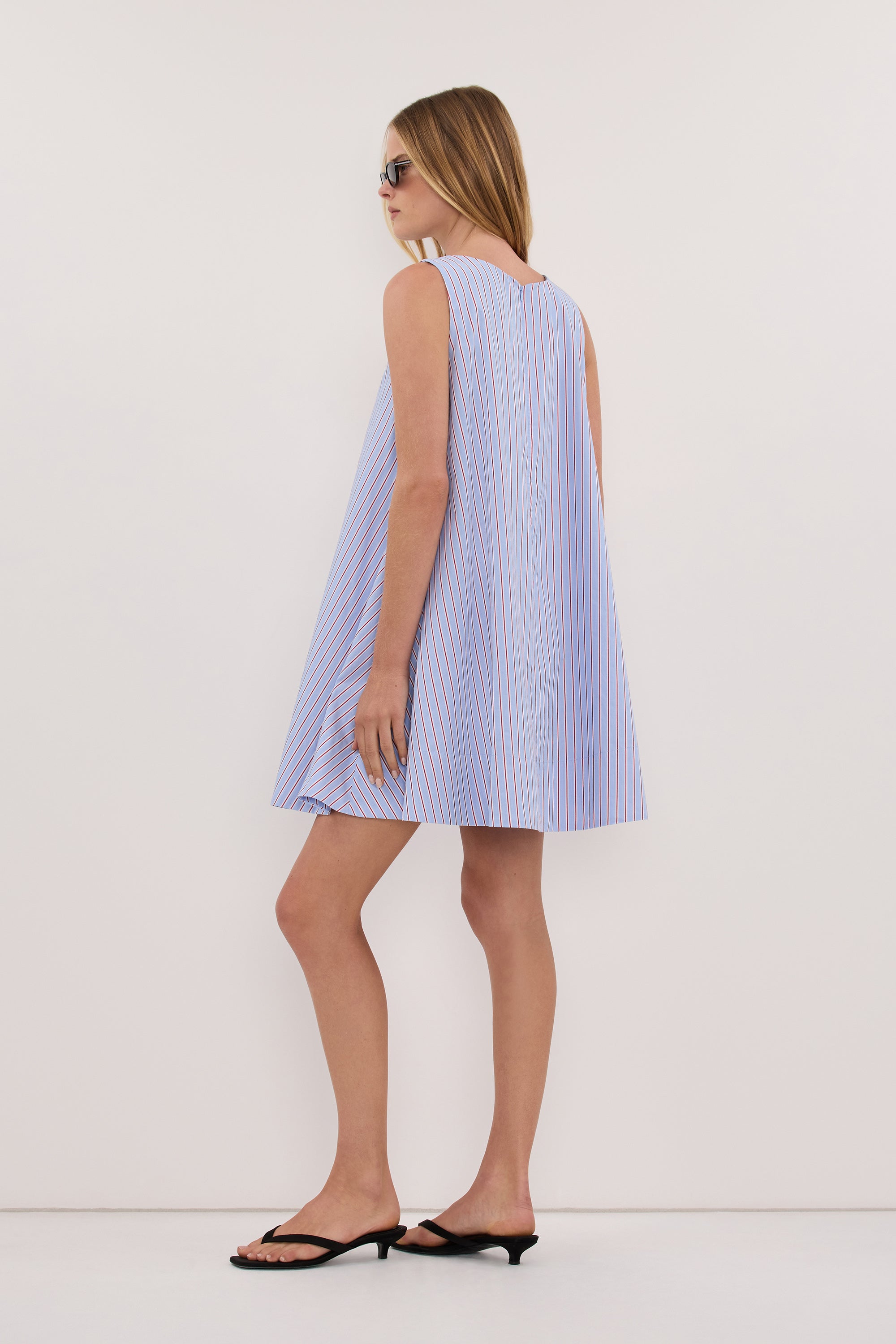 ORSON BLUE STRIPE COTTON MINI DRESS